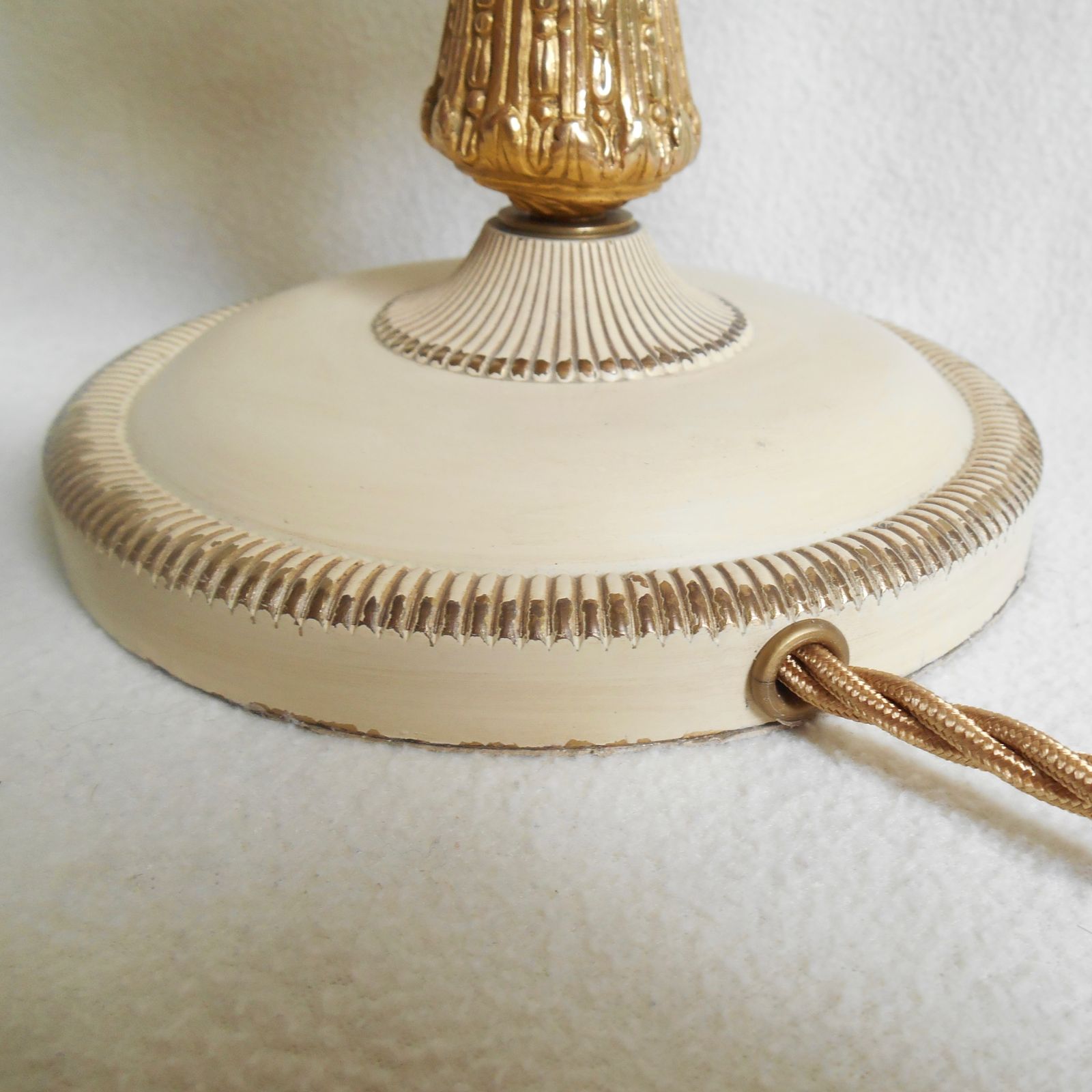 An Antique Pink And Gold Table Lamp With An Opaline Glass Shade photo vinterior