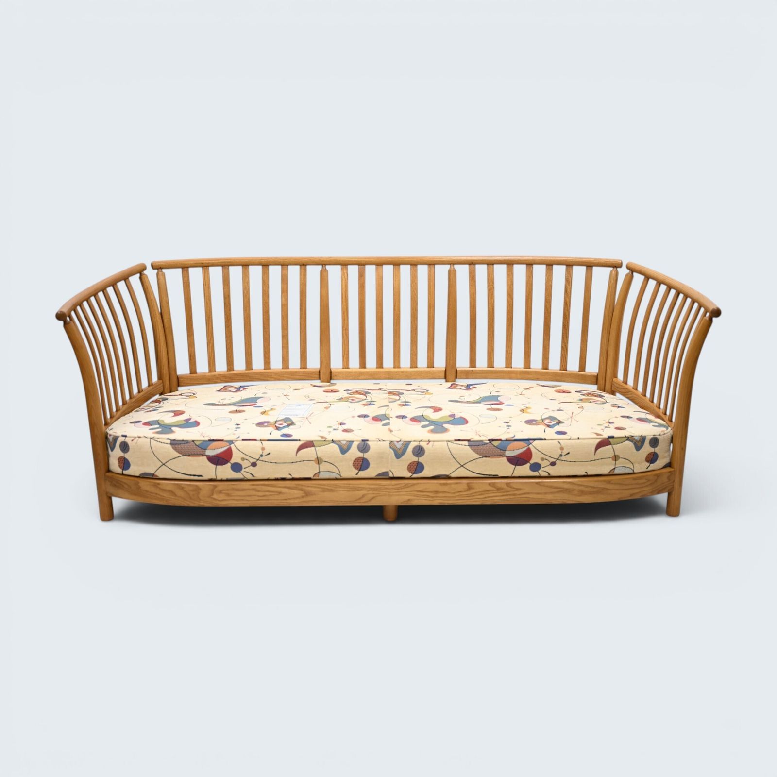 987.0 Ercol Renaissance Low Back Sofa Light Finish Miro'ish Upholstery photo
