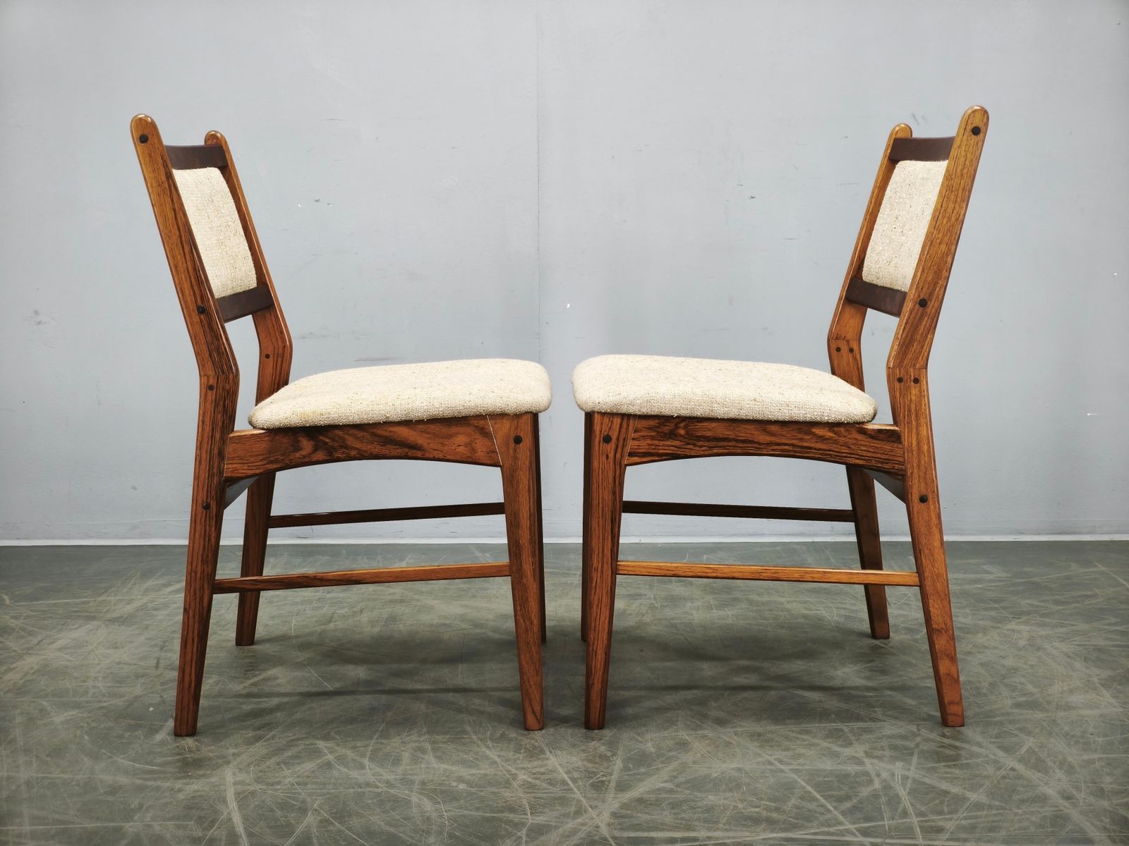 photo vinterior Set van 4 Hugo Frandsen eetkamerstoelen voor Spøttrup, Denemarken, ca. jaren 1960