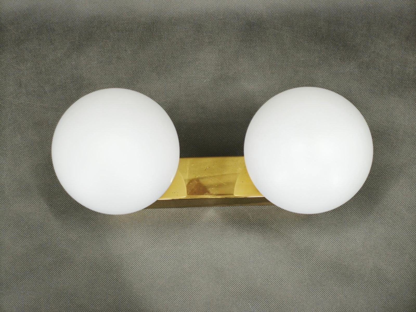 photo furniture Kamenický šenov Brass Double Globe Wall Light, Czechoslovakia, 1970s
