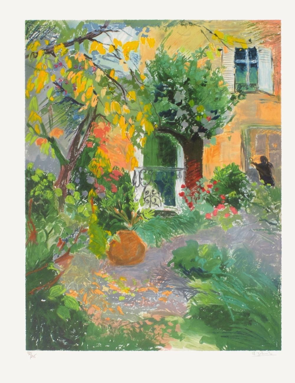1990s Nancy Delouis Yvonne's Garden Lithograph photo furniture