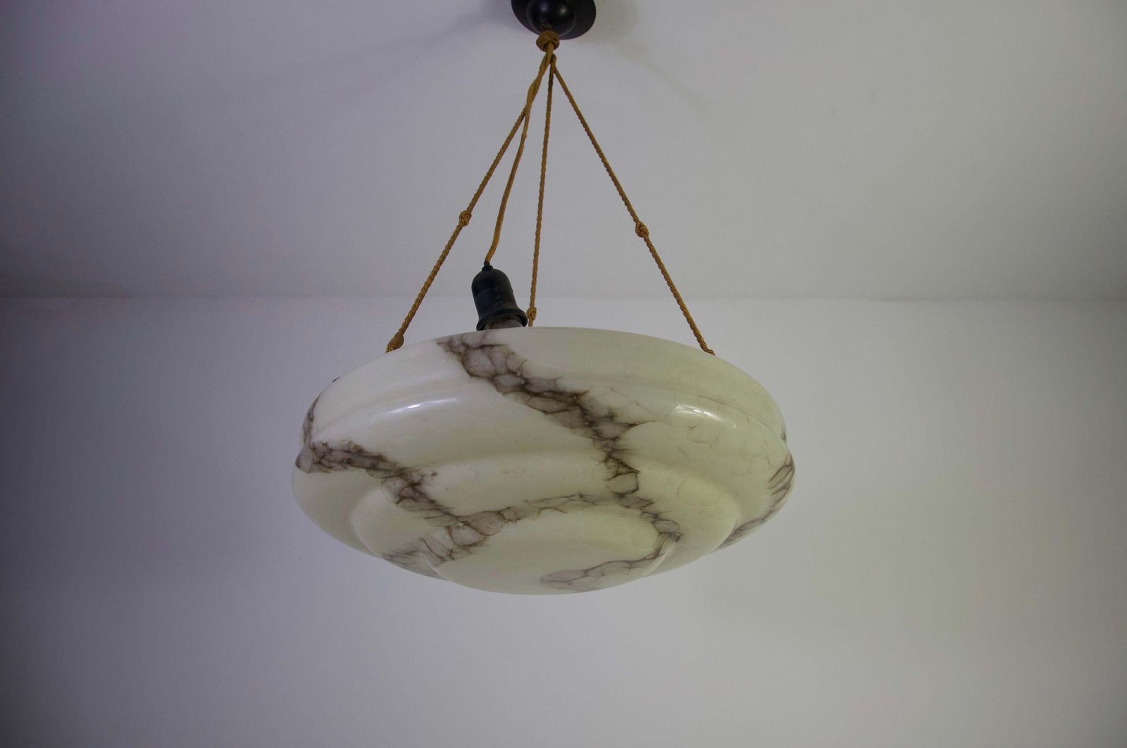 Round Art Deco Glass Pedant Lamp, 1930s, Germany photo furniture