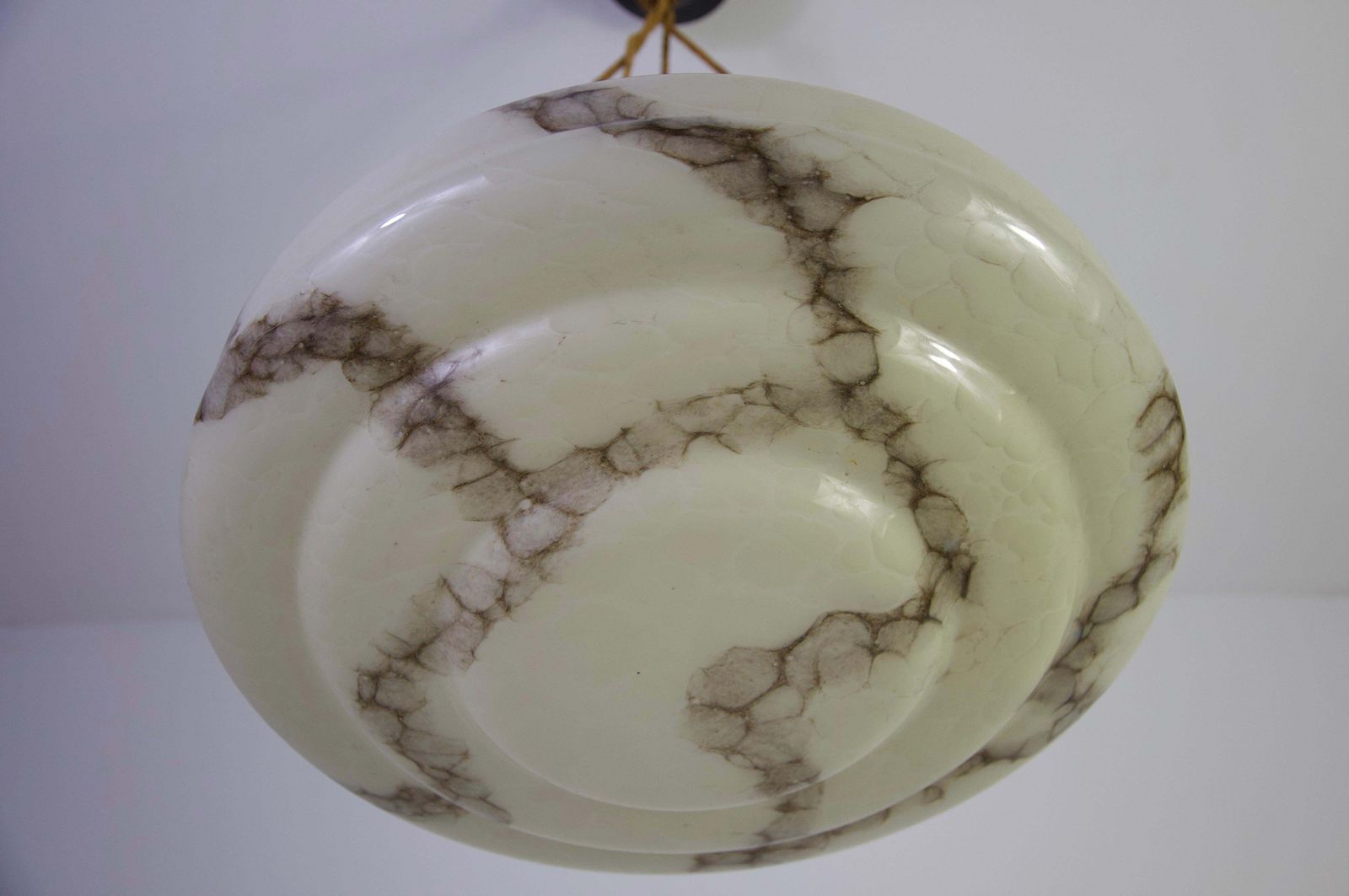 Round Art Deco Glass Pedant Lamp, 1930s, Germany photo vinterior