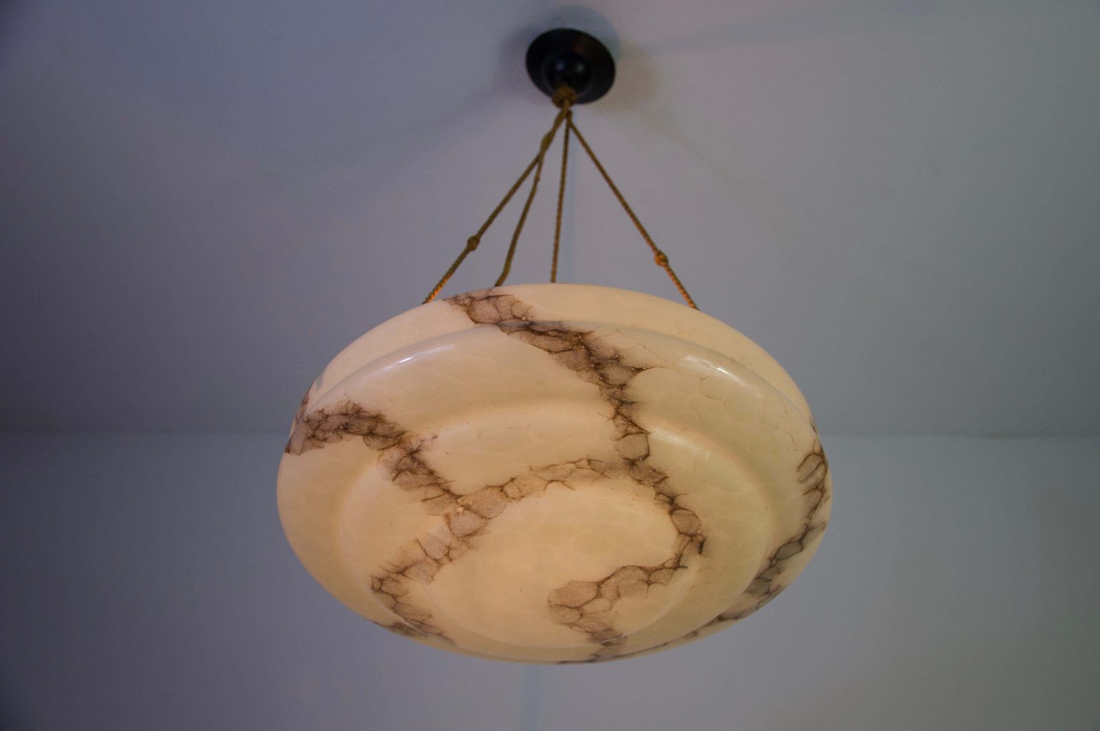 photo for sale Round Art Deco Glass Pedant Lamp, 1930s, Germany