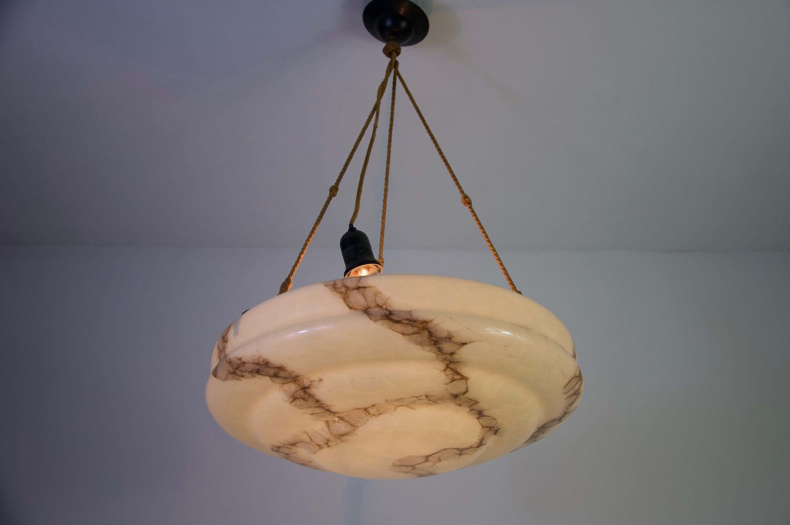 1944.0 Round Art Deco Glass Pedant Lamp, 1930s, Germany photo