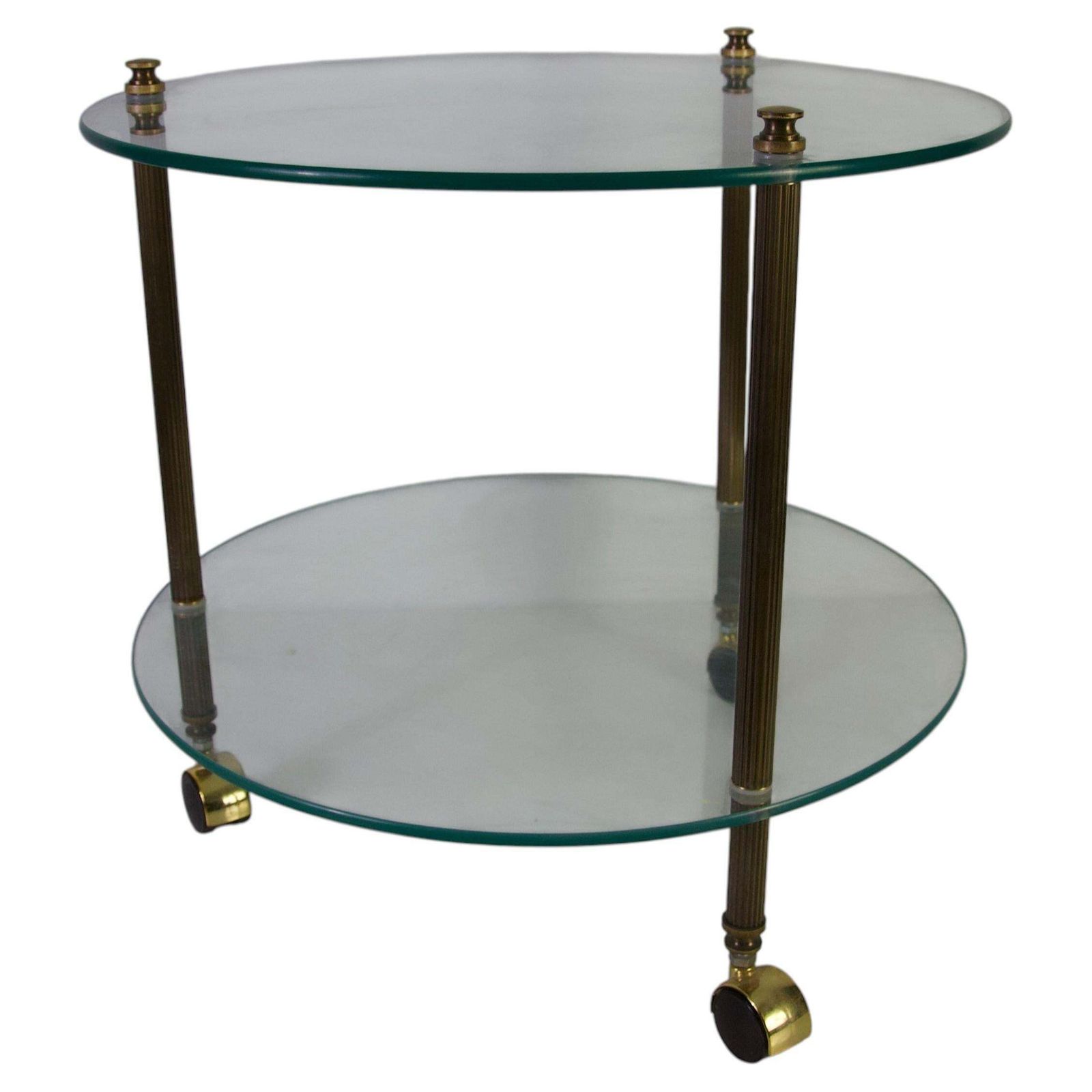 French Brass And Glass Bar Cart, Drink Trolley, 1950s