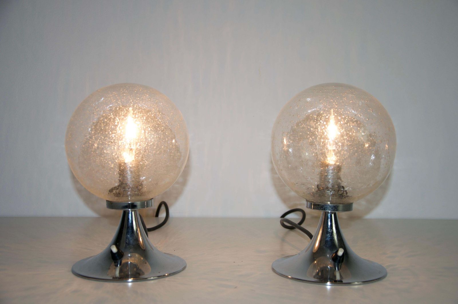 photo for sale Chromen en glazen tafellampen, jaren 1960, Duitsland