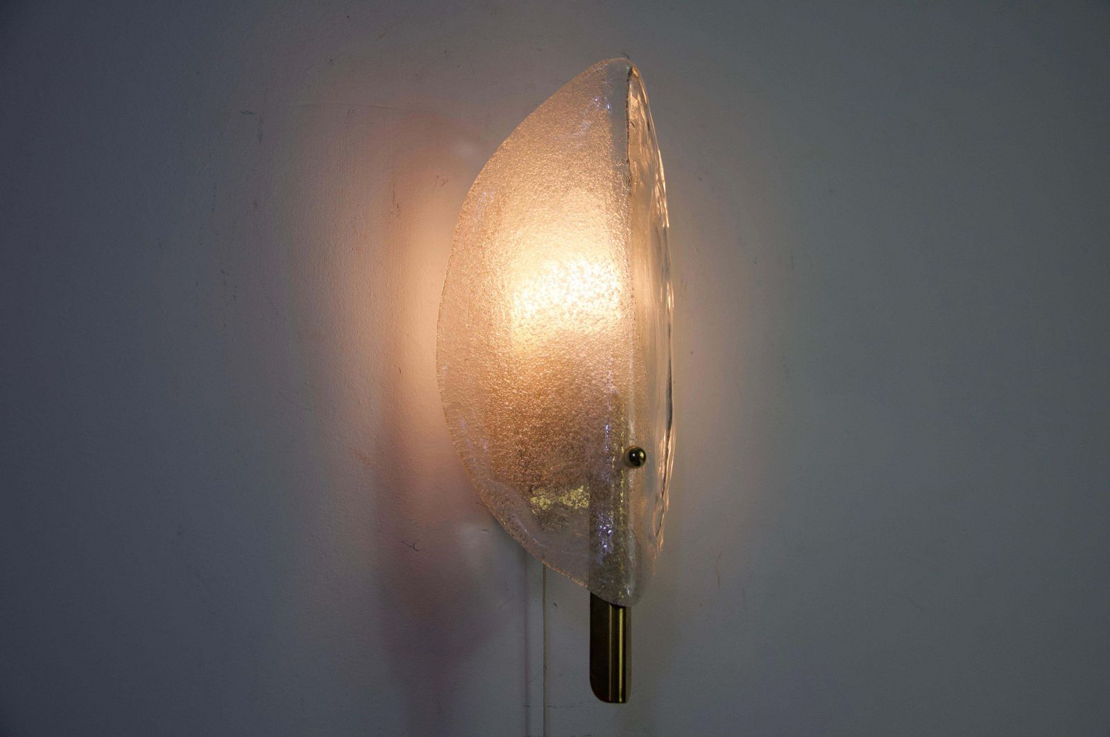 Lighting Brass And Ice Glass Wall Lamp By Kalmar Franken, Austria, 1960s photo