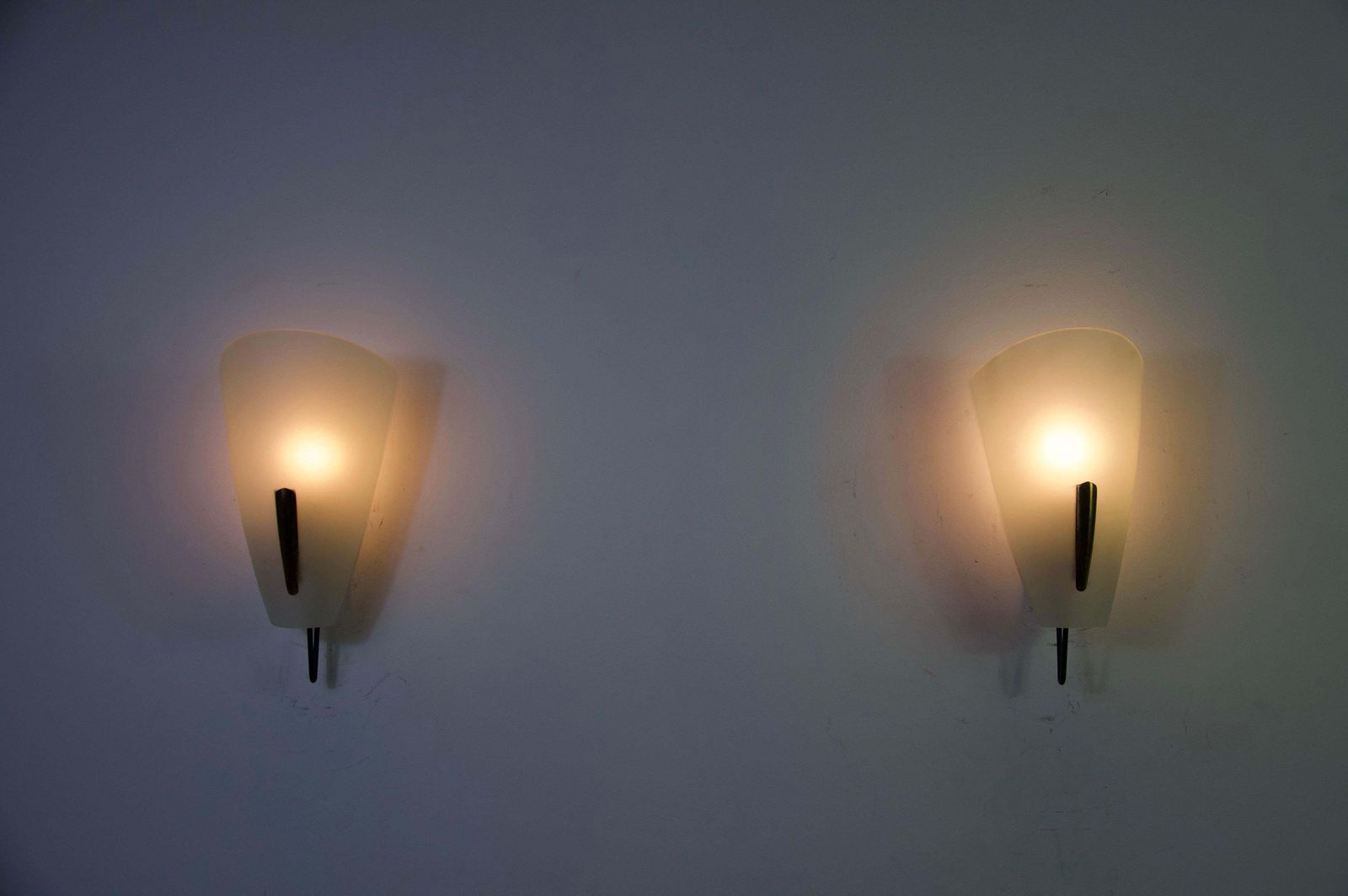 Mid Century Brass And Glass Wall Lamps By Stilnovo, Italy, 1960s photo furniture