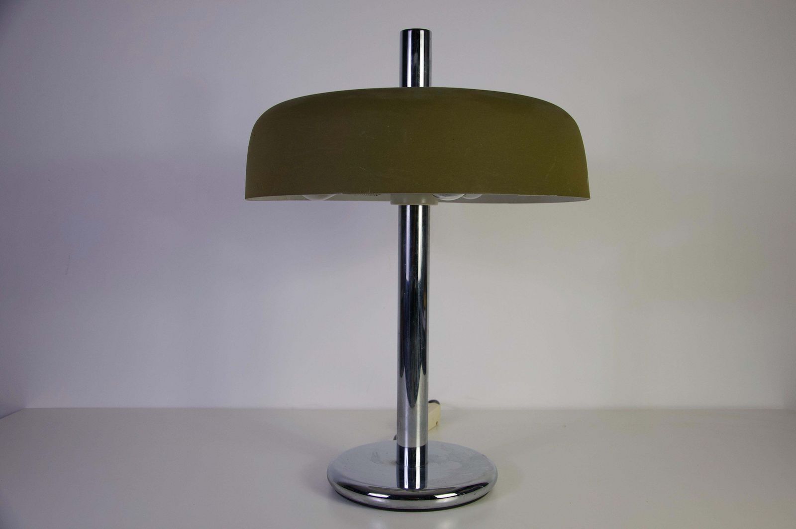 Hillebrand Chrome And Green Shade Table Lamp, 1960s, Germany photo for sale