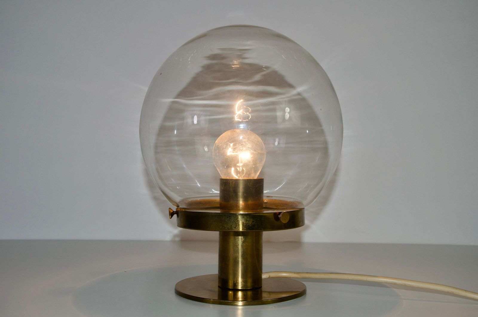 photo for sale Mid Century Brass And Glass Table Lamp, 1960s, Germany