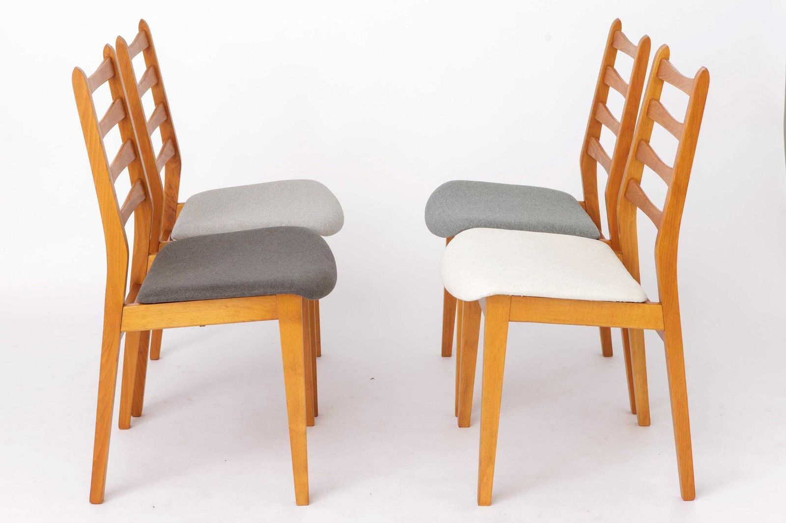 Set van 4 Vintage Beuken Eetkamerstoelen, Mid-Century Modern, Duits jaren 1960, Gerestaureerd Hout photo buy