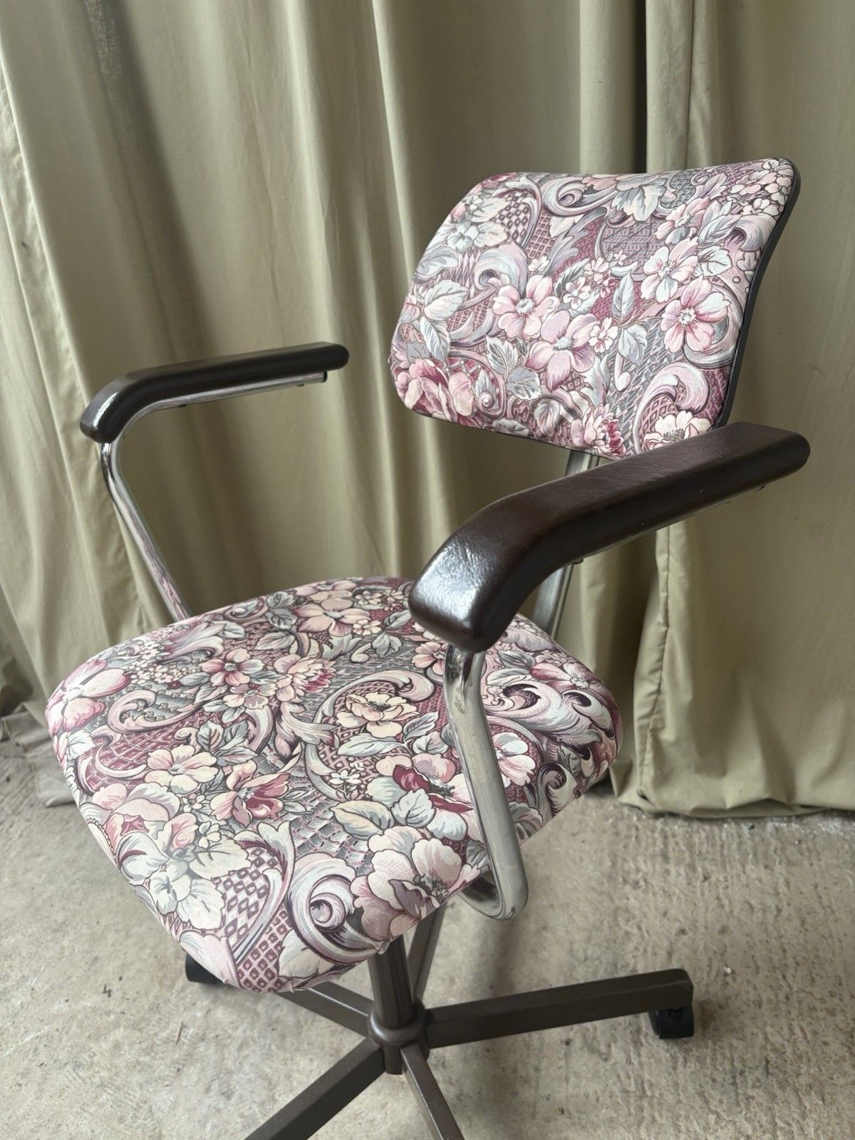 Vtg Mid Century 70s Desk Office Chair Danish Scandi Modernist R1215 photo vinterior
