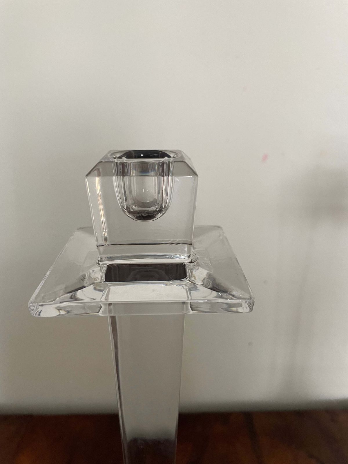 Vintage Pair Of Art Deco Revival Glass Candlesticks Heavy photo 65.0