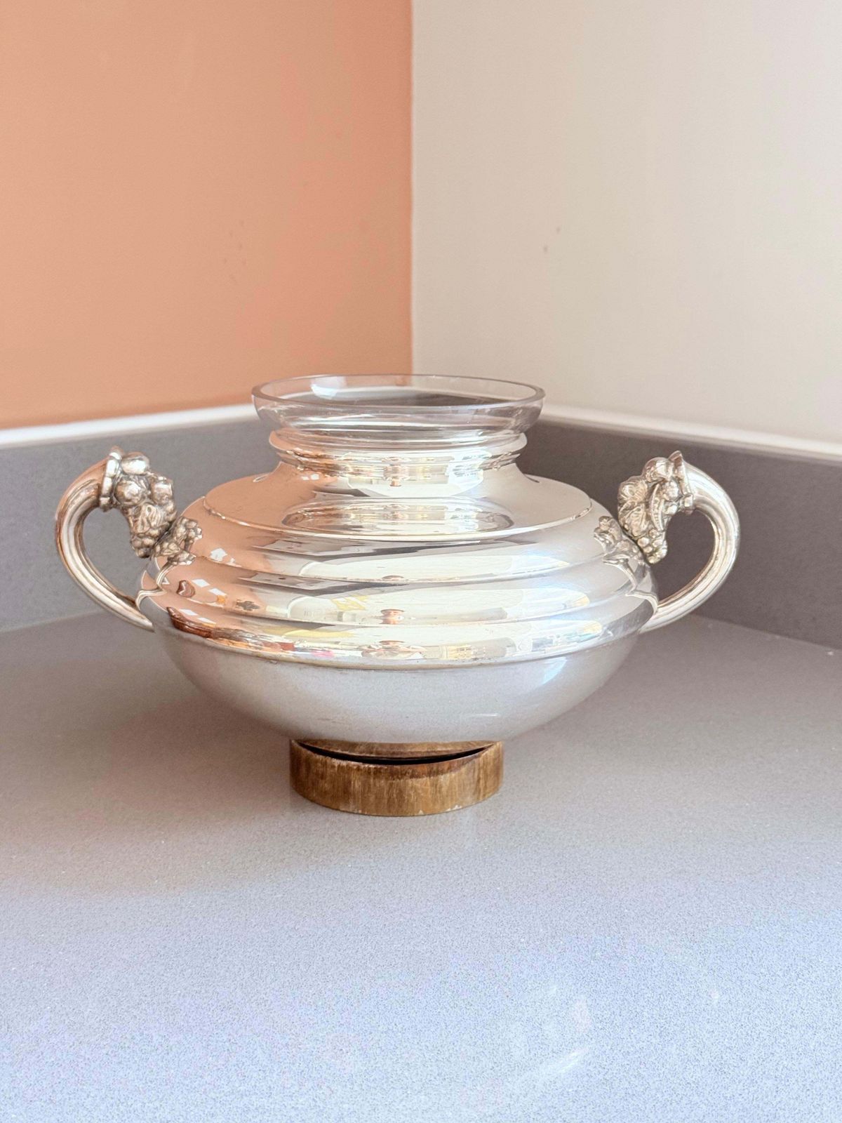photo for sale Antiek Verzilverd Vaas Tafelstuk Schaal Epergne Verwijderbaar Glazen Bloemen Art De