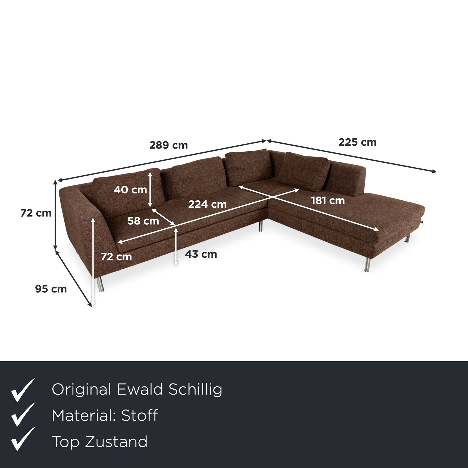 Canapé d'angle Ewald Schillig Domino en tissu marron photo furniture