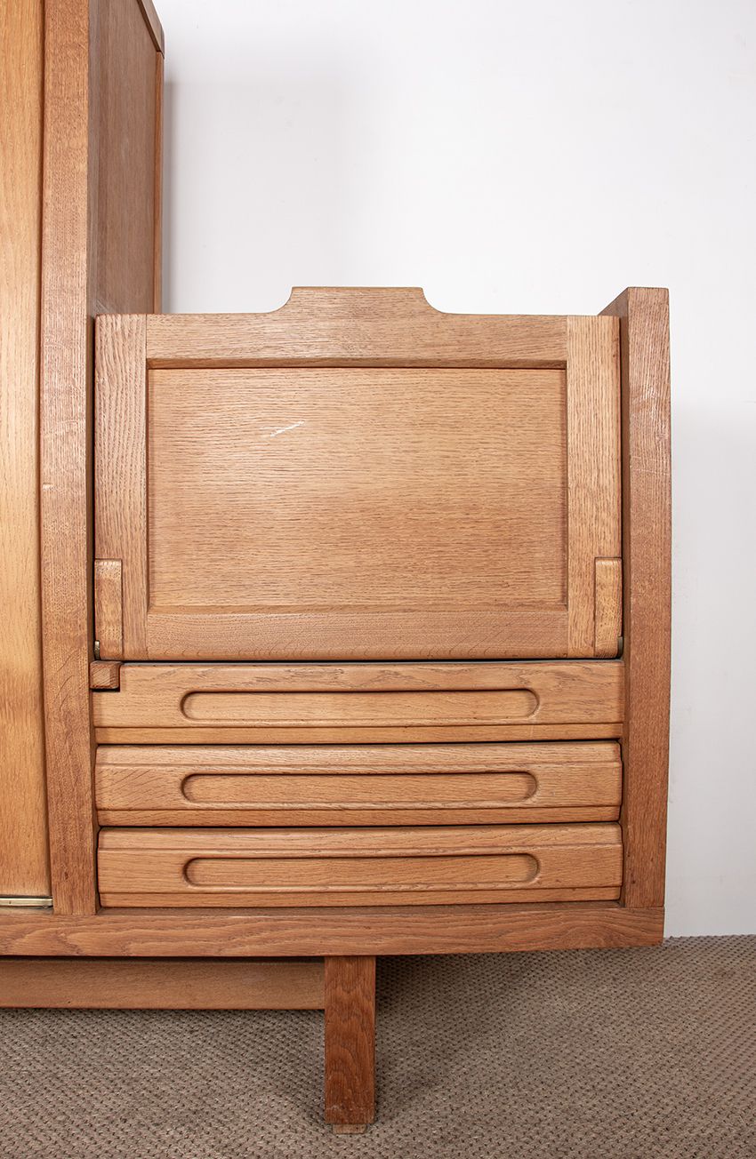 Enfilade double en chêne massif et faïence Boleslaw Danikowski, par Guillerme et Chambron pour Votre Maison, 1960. photo 8000.0