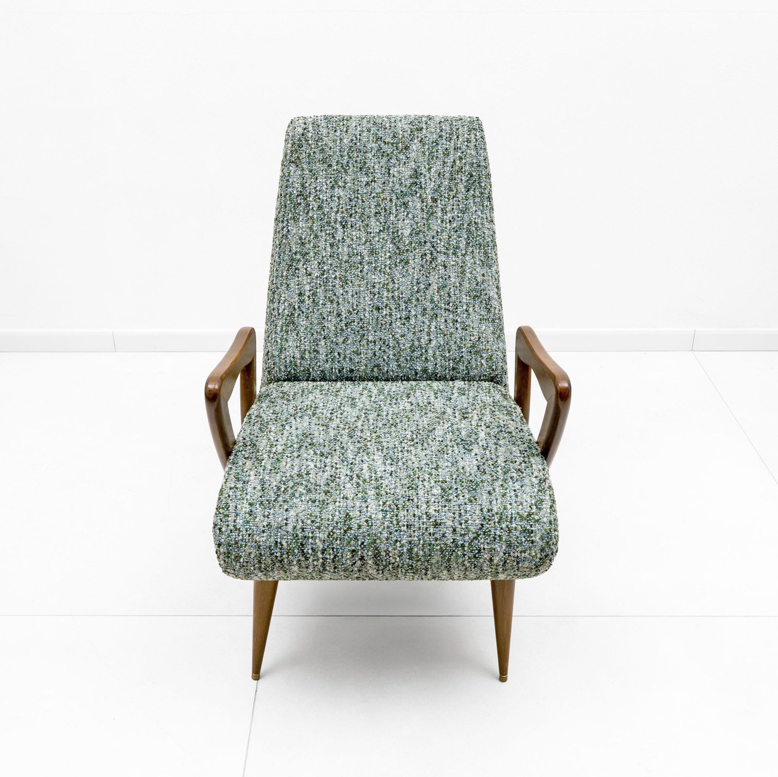 Pair Of Italian Mid Century Modern Armchairs With Sculptural Wooden Arms photo vinterior