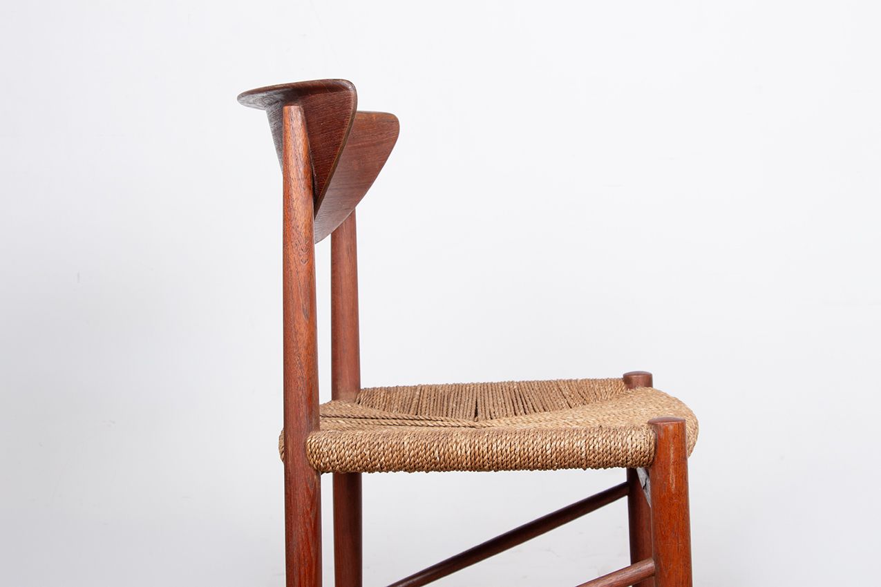 photo vinterior Ensemble de 6 chaises danoises en teck et jonc de mer, modèle 316, par Peter Hvidt et Orla Mølgaard Nielsen pour Søborg Møbelfabrik.