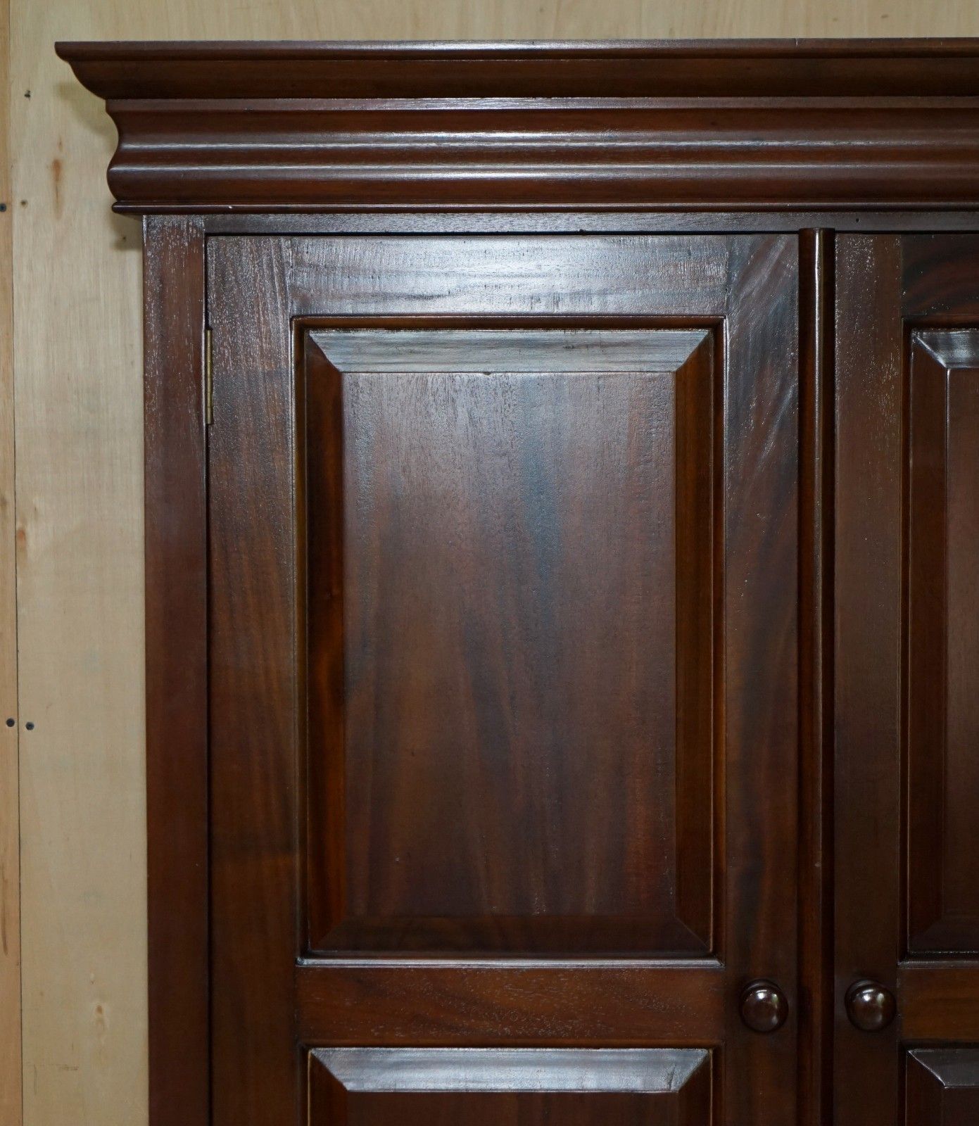Solid Hardwood Two Door Double Wardrobe With Four Drawer Folded Clothes Base photo vintage