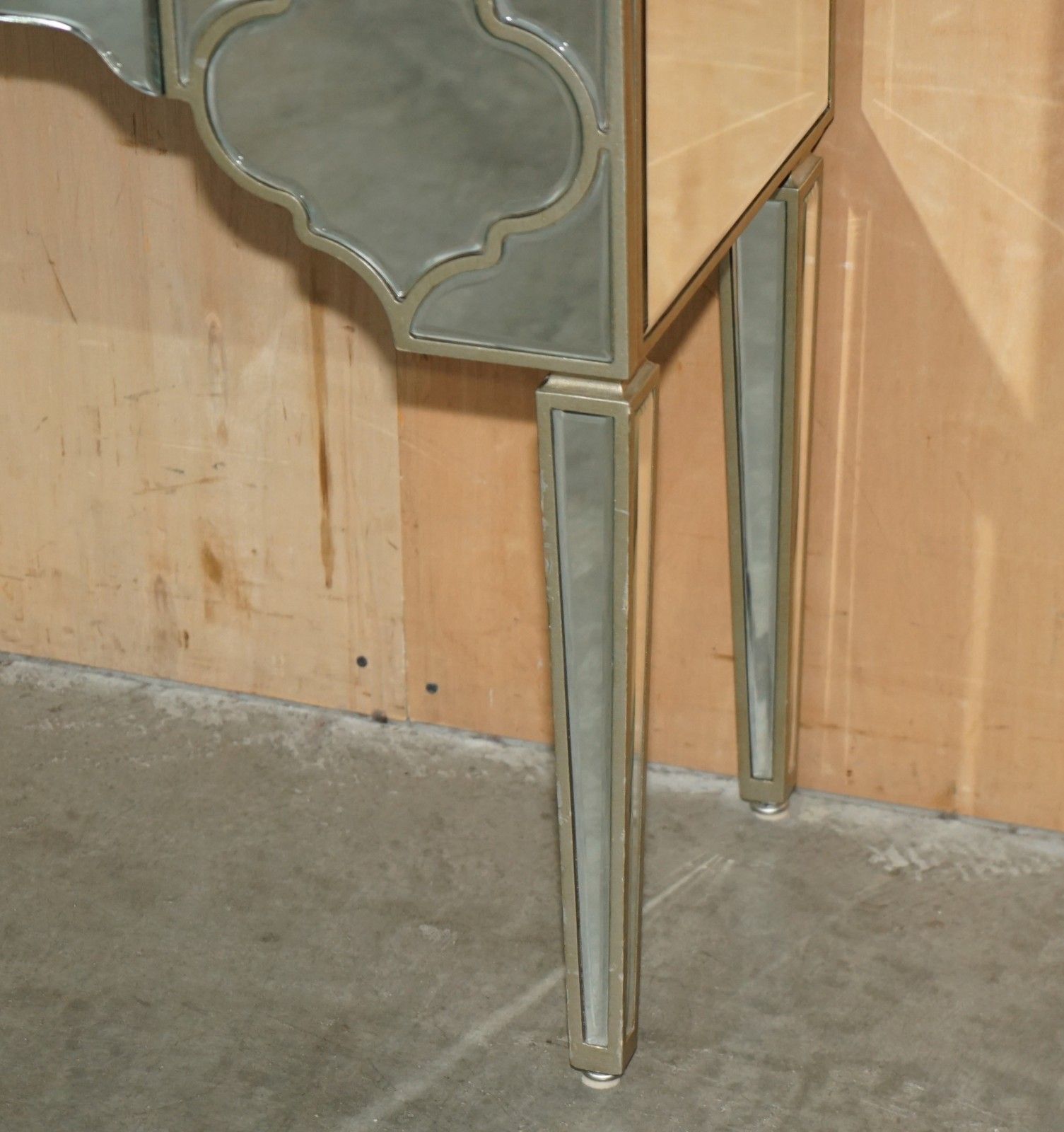 photo furniture Venetian Glass Mirrored Dressing Table Base With Three Large Drawers Console