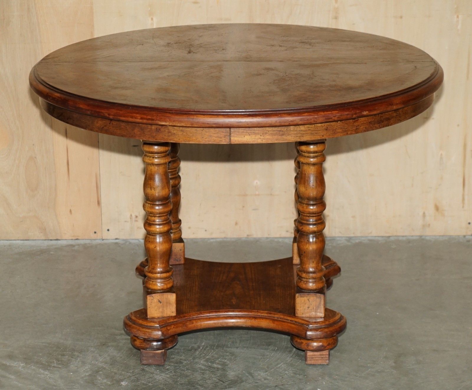 photo vintage X4 Round Parquetry Topped English Oak And Hardwood Dining Or Occasional Tables