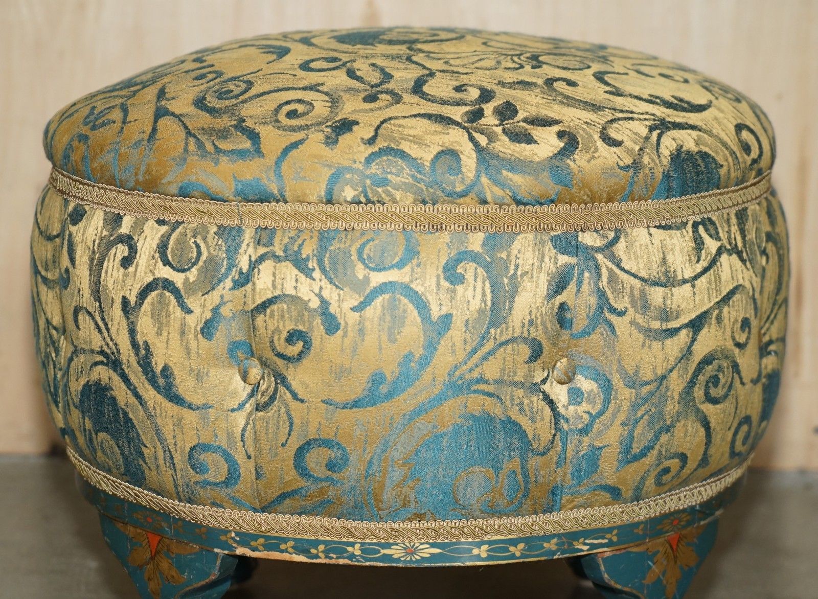 Four Antique Green Chinese Chinoiserie Footstools Pouffes Part Of A Large Suite photo vinterior