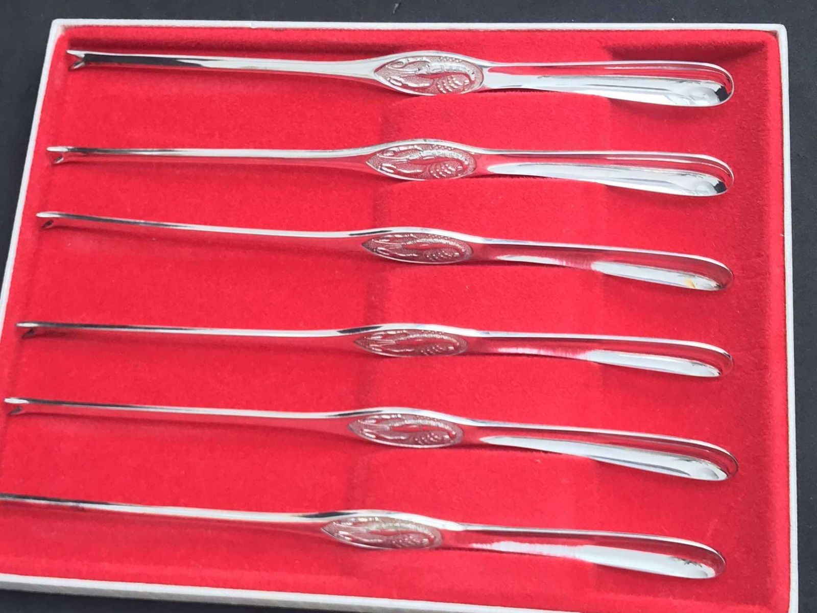 Fourchettes à homard argentées Mema, service à fruits de mer vintage, pince à crabe, lot de 6 pièces, cadeau de mariage photo vinterior