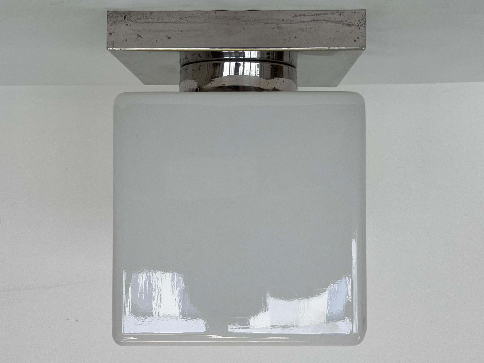 Design chromen en glazen Bauhaus plafondlamp / plafonnière, jaren 1930 photo buy