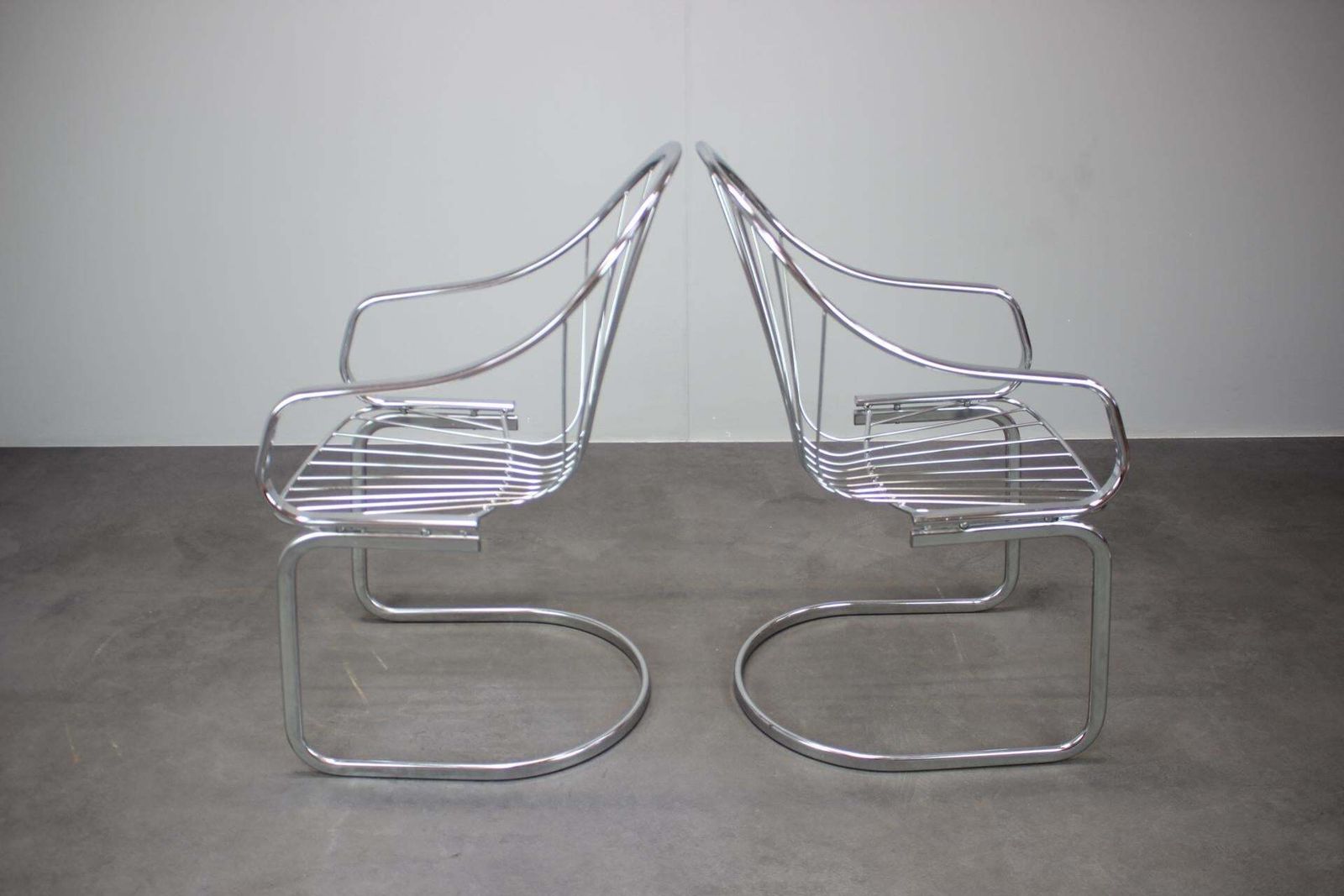 Set van vier chromen eetkamerstoelen, toegeschreven aan Gastone Rinaldi voor Rima, Italië, ca. jaren 1970 photo for sale
