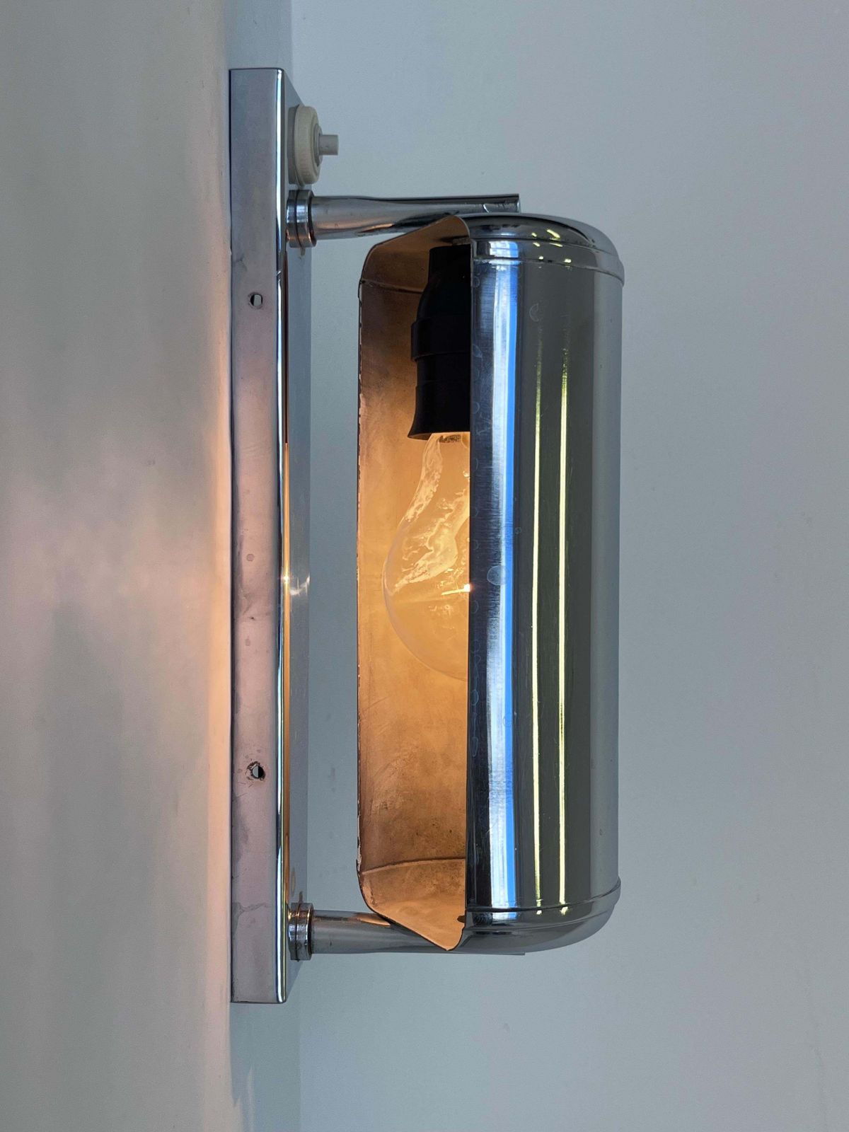 Bauhaus verstelbare chromen wandlamp, jaren 1930 – Tsjecho-Slowakije photo Verlichting