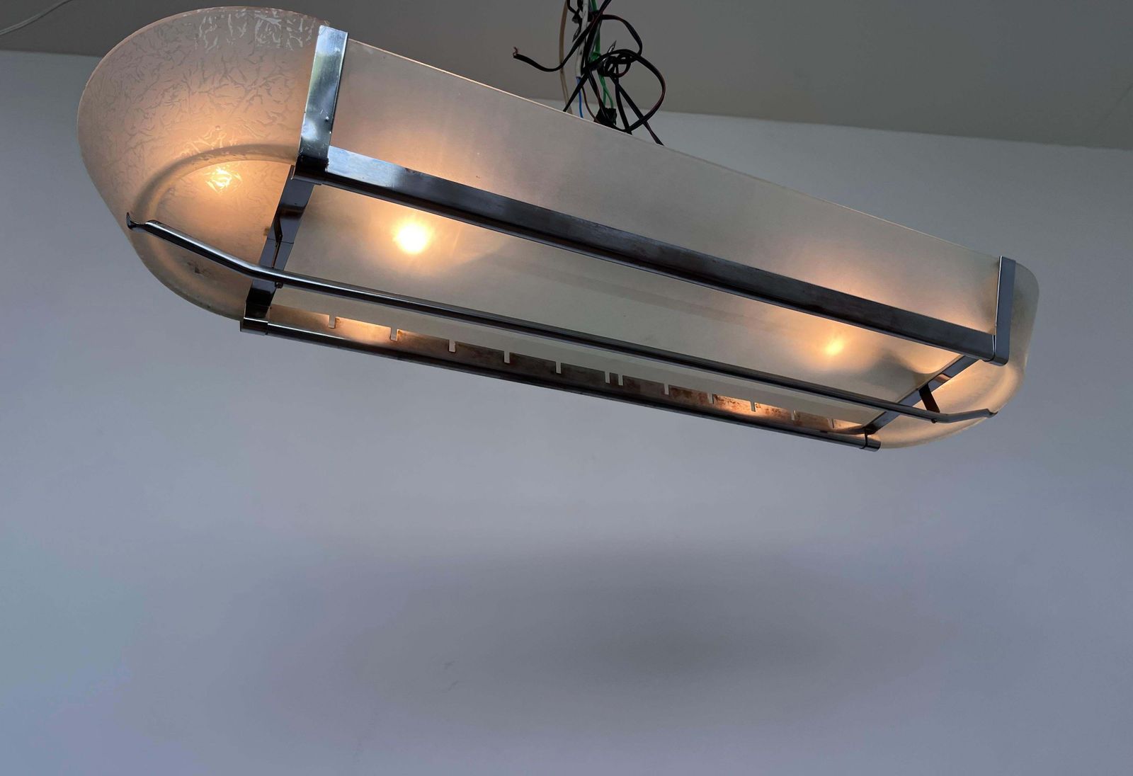 photo furniture XXL Design Chrome Bauhaus Hanglamp | ca. jaren 1940 / Tsjecho-Slowakije