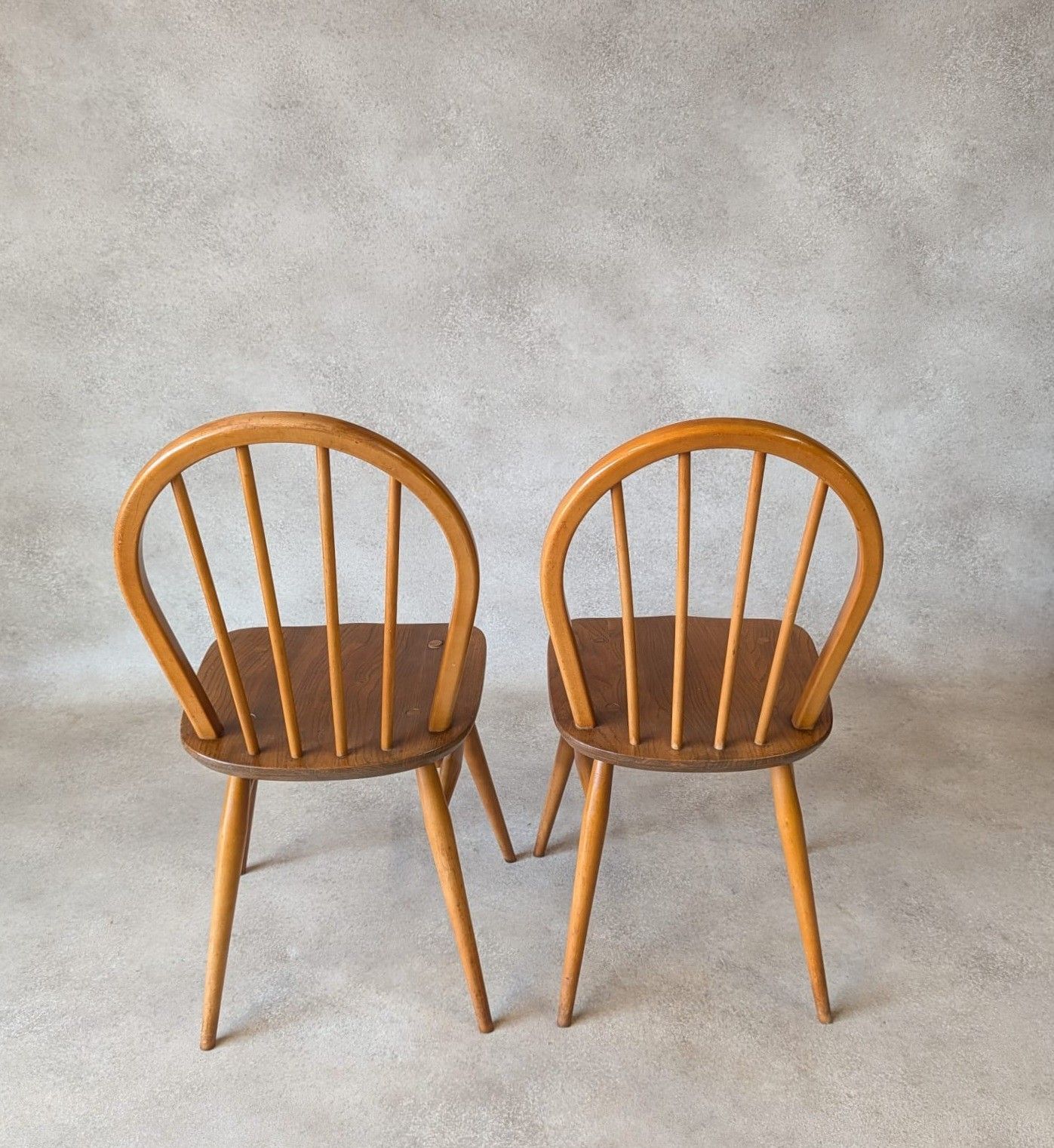 Set Of 4 Mid Century Ercol Hoop Back Dining Chairs  Blue Label photo vinterior