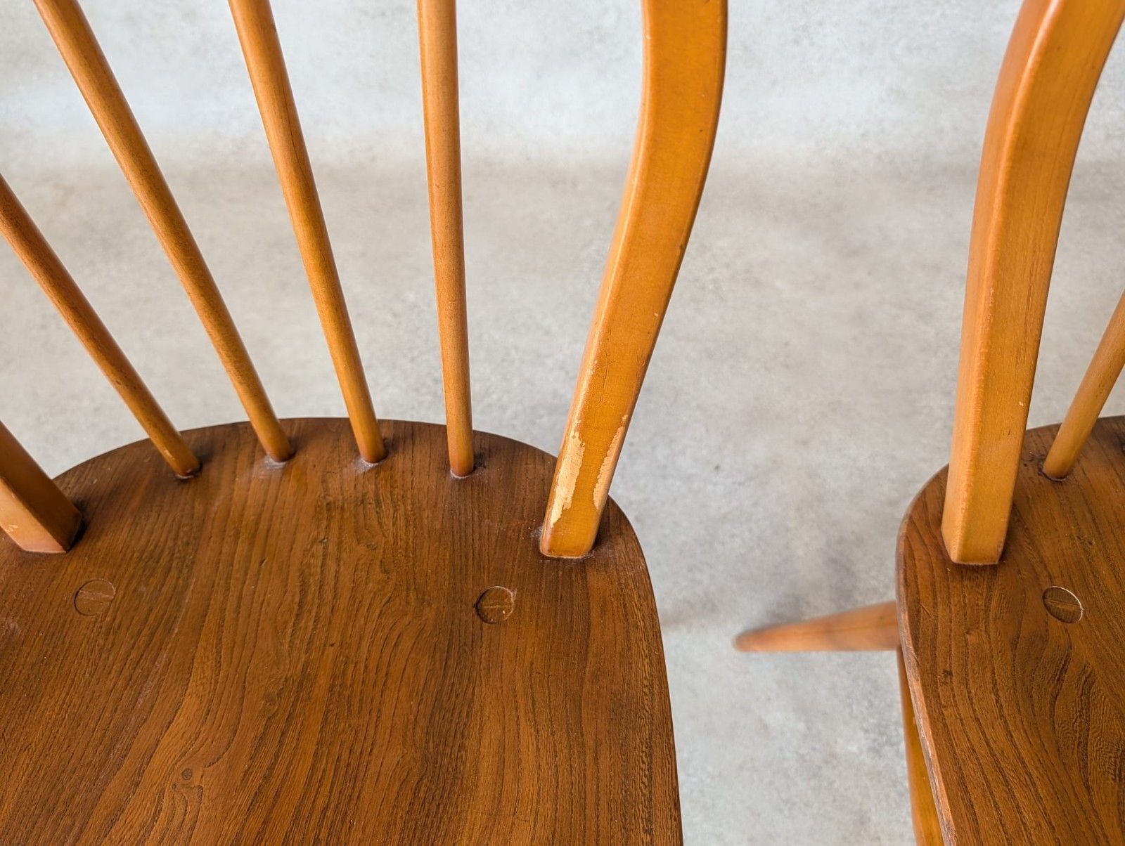 Set Of 4 Mid Century Ercol Hoop Back Dining Chairs  Blue Label photo buy