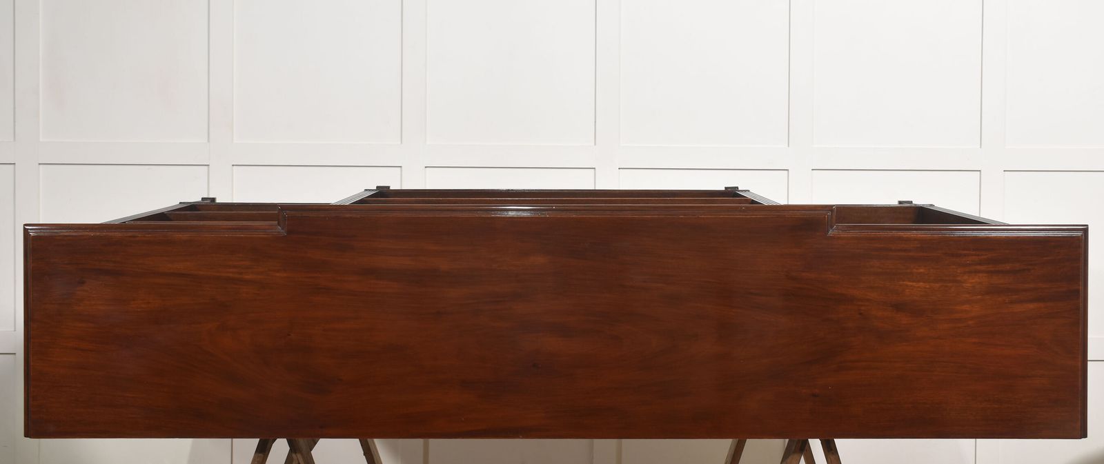 Large Flame Mahogany Breakfront Open Bookcase photo for sale