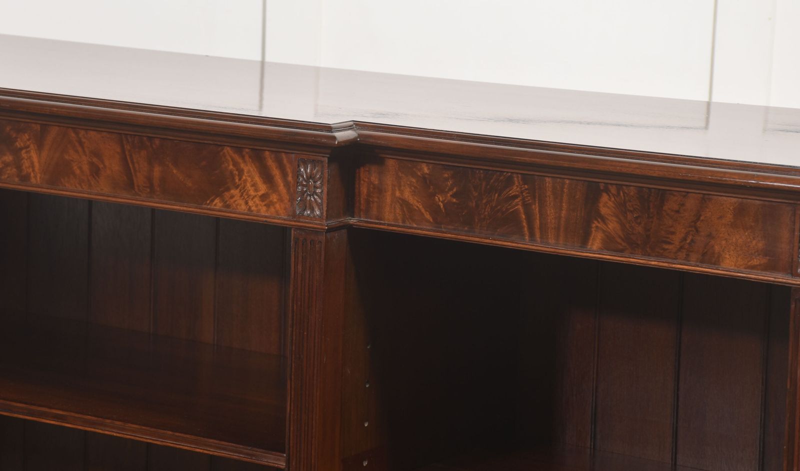 Large Flame Mahogany Breakfront Open Bookcase photo Furniture