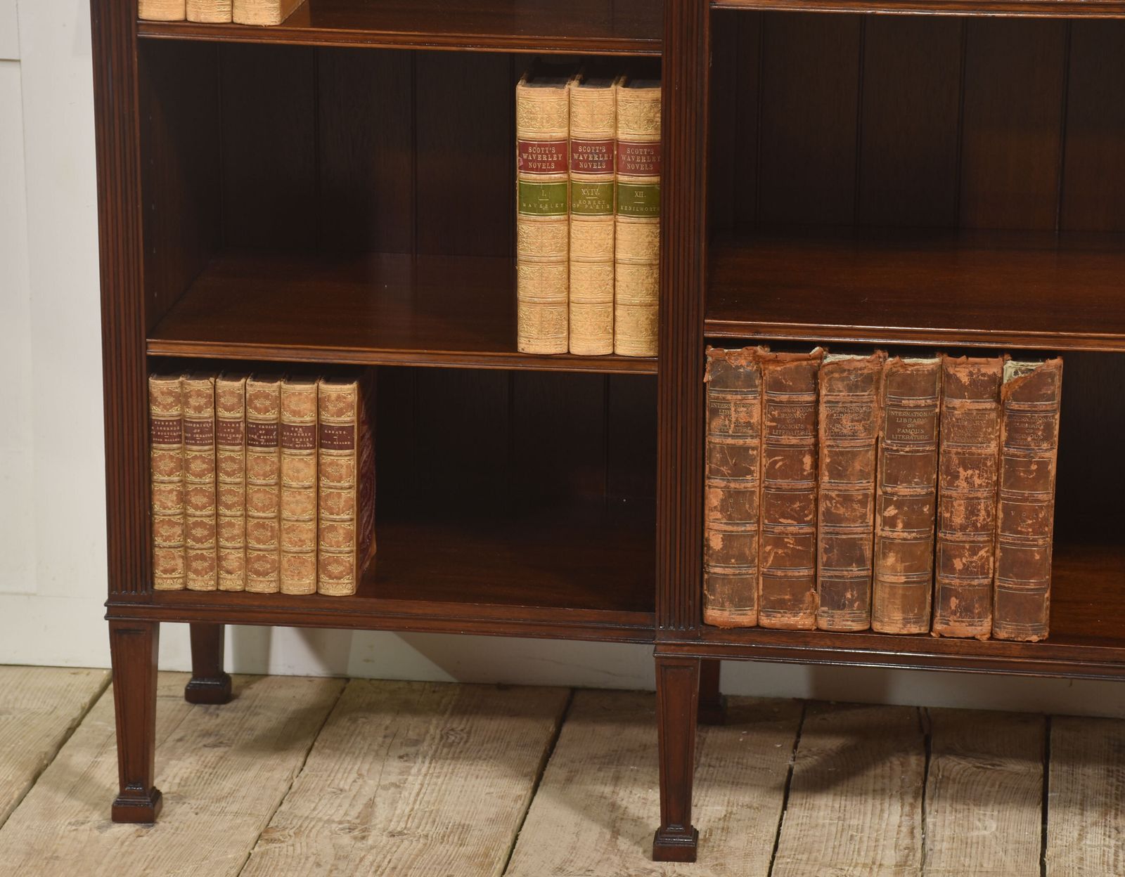2754.0 Large Flame Mahogany Breakfront Open Bookcase photo