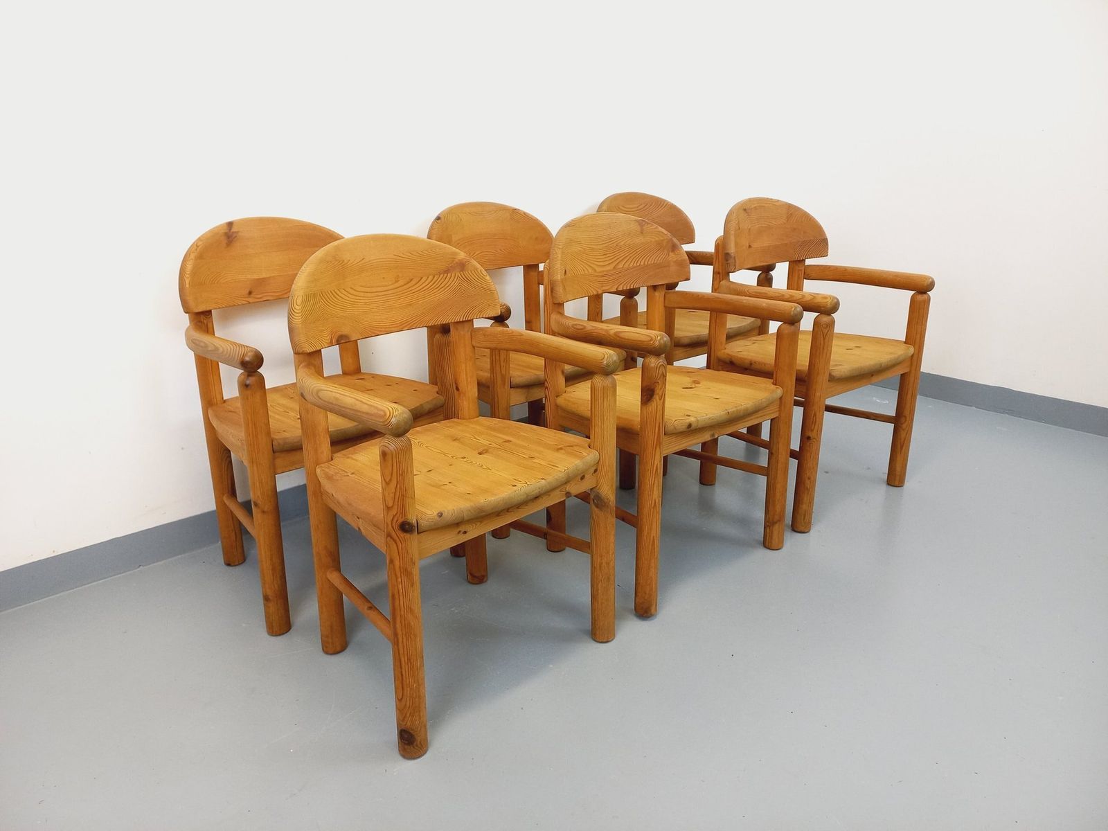 6 Rainer Daumiller Grenen Stoelen Met Armleuningen