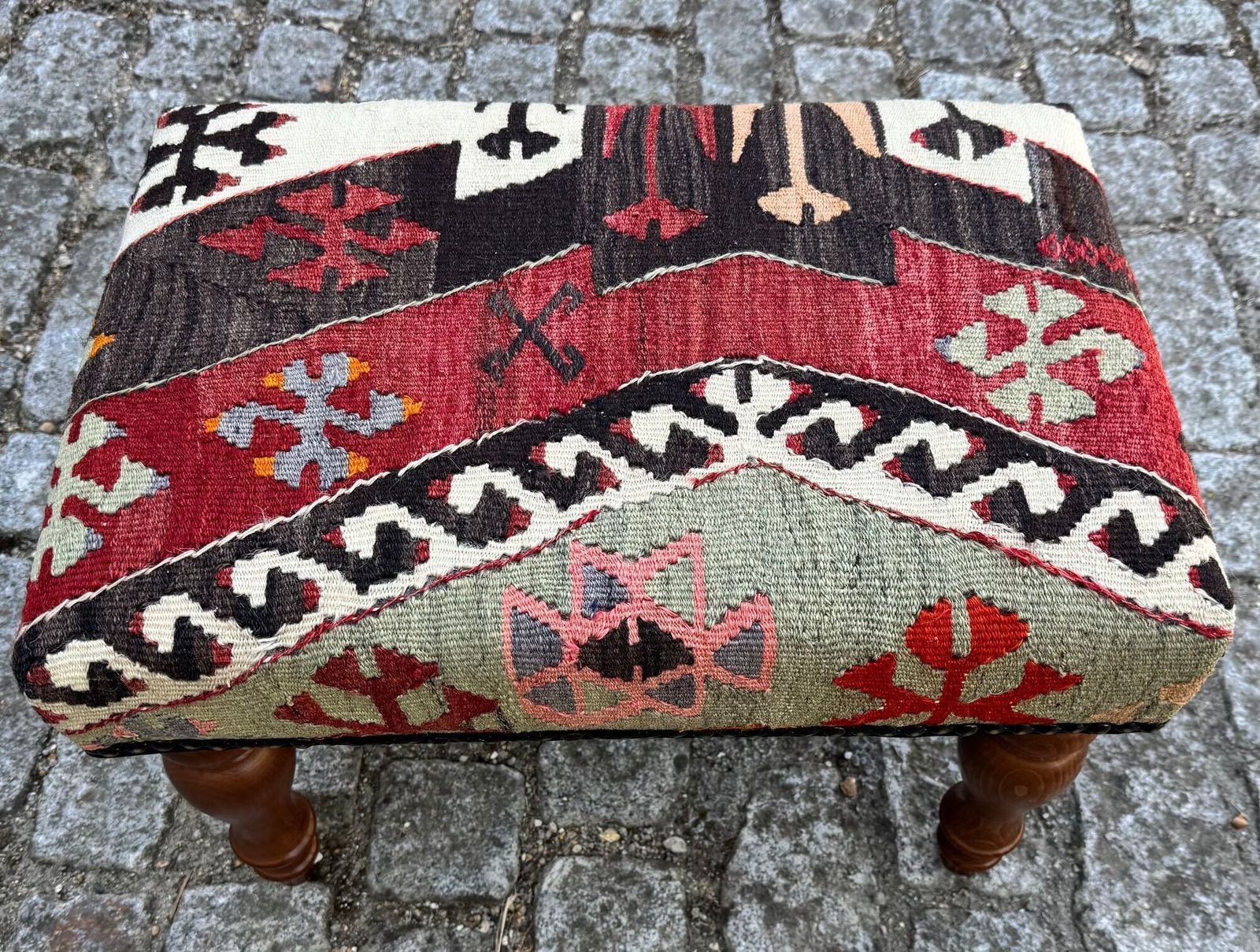 Kilim Covered Stool 0.53m X 0.37m X H0.37m photo for sale