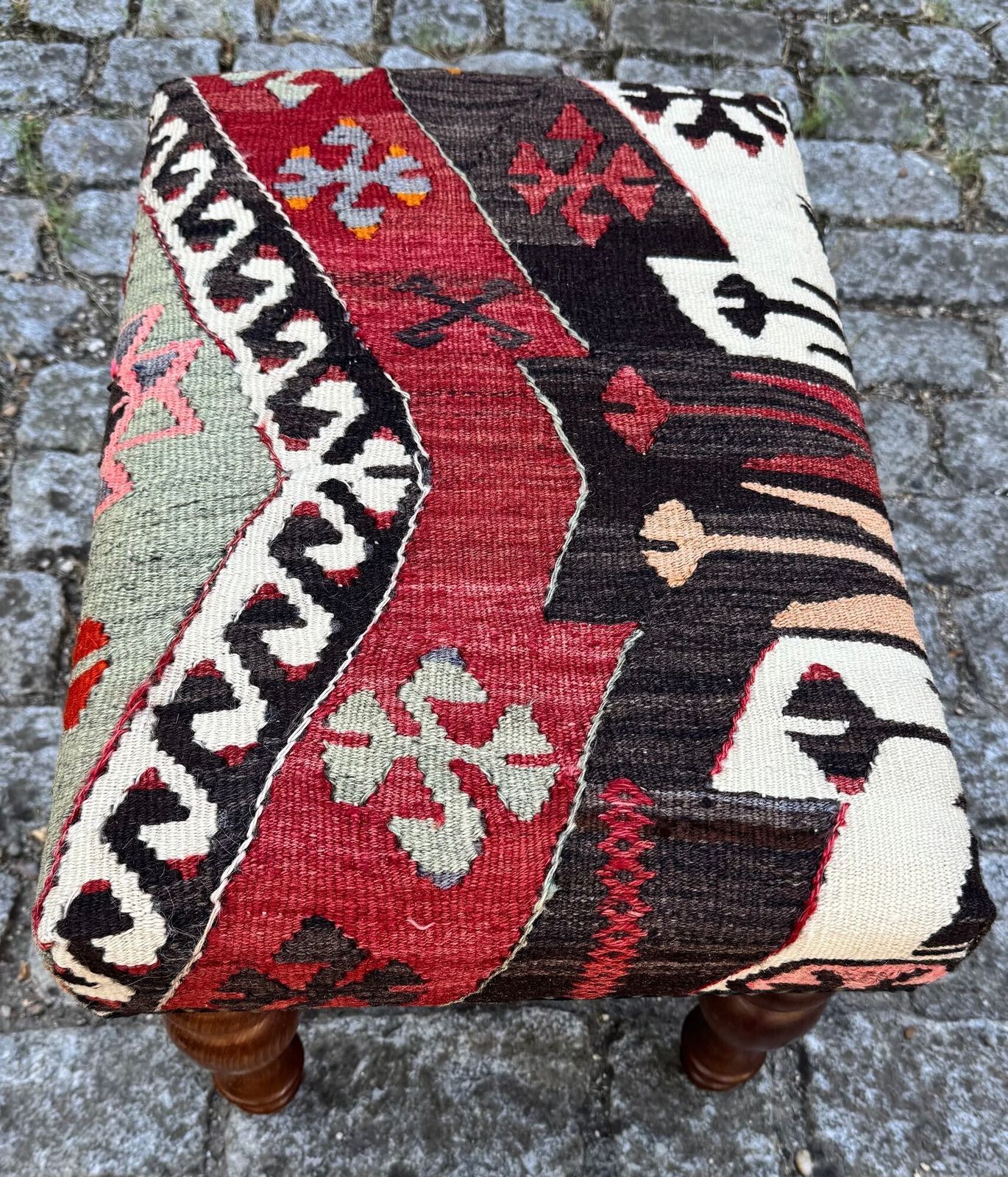 Kilim Covered Stool 0.53m X 0.37m X H0.37m photo Furniture