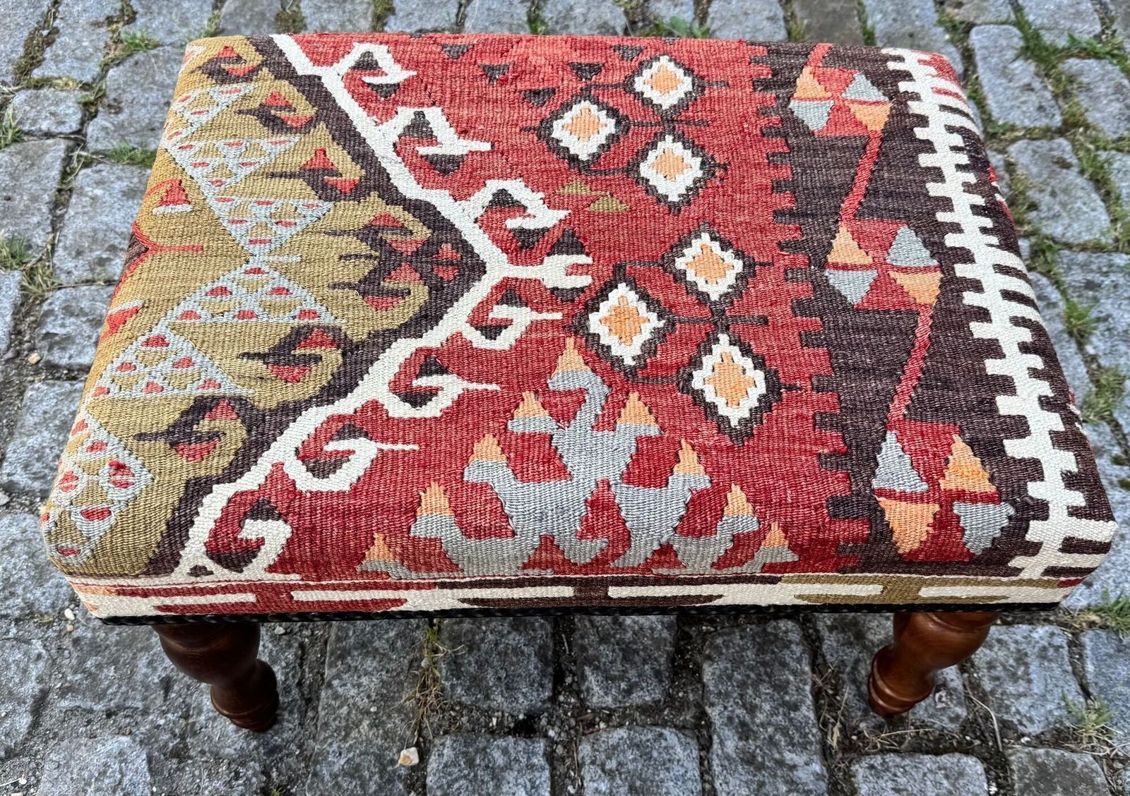Kilim Covered Stool 0.62m X 0.47m X H0.39m photo for sale
