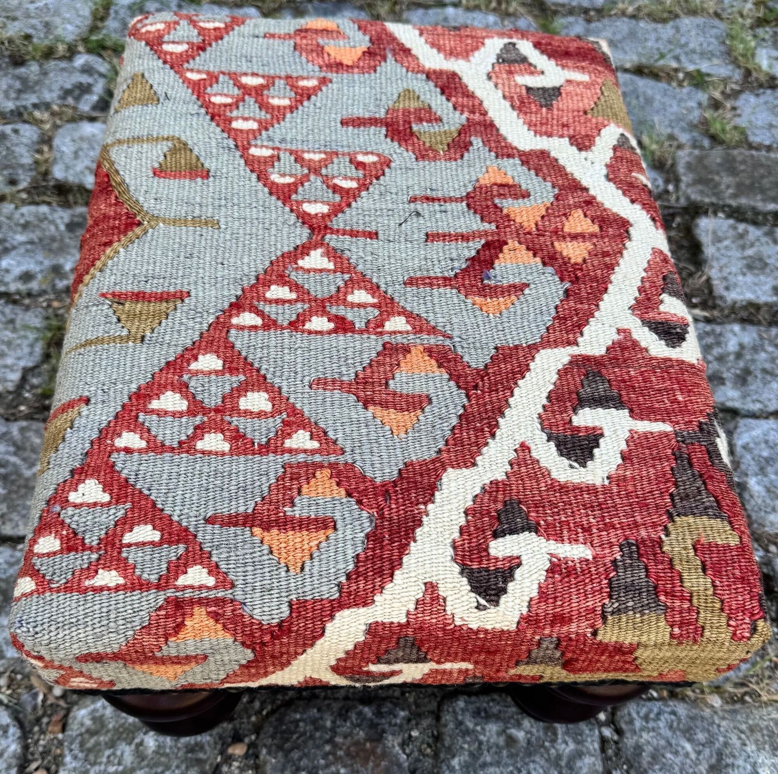 Kilim Covered Stool 0.42m X 0.31m X H0.25m photo Furniture