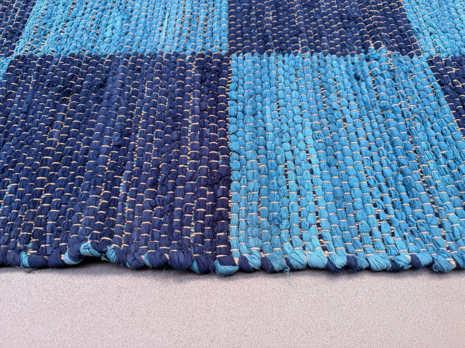 Vintage Swedish Style 315x330 Cm Square, Checkerboard Chindi Rug, Schackruta photo buy