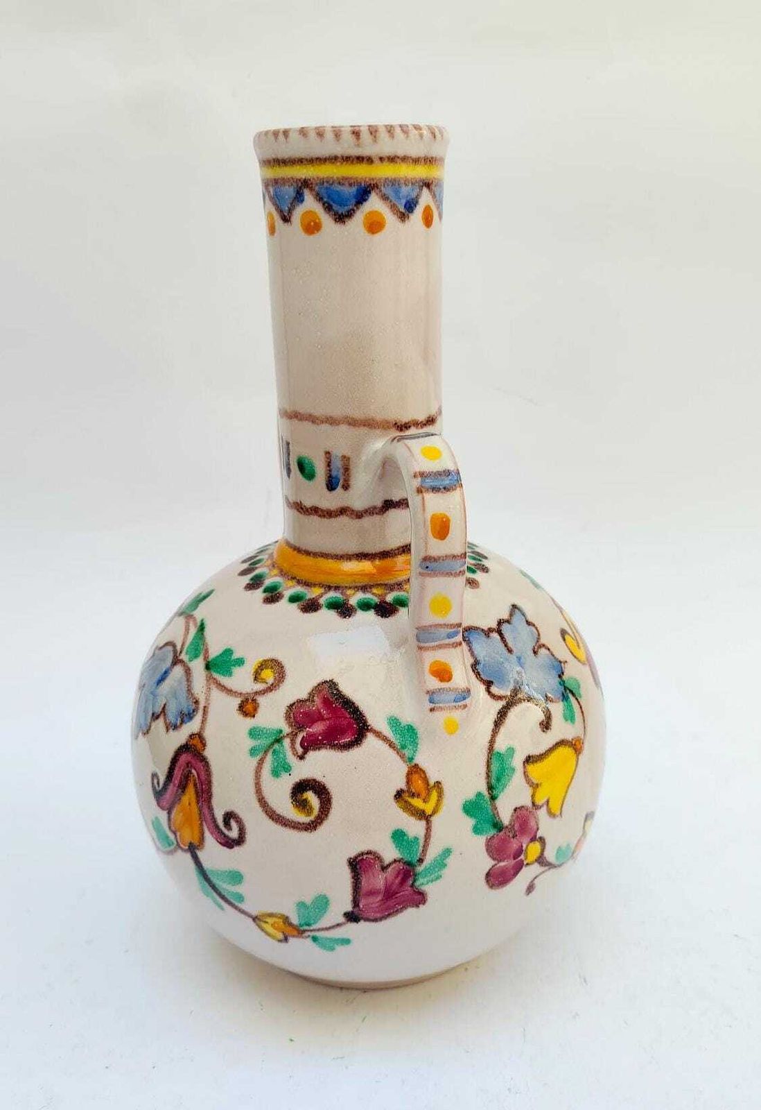 Keramische vaas van Vincenzo Pinto, Vietri sul Mare, bloemendecor, Italiaans mid-century photo for sale