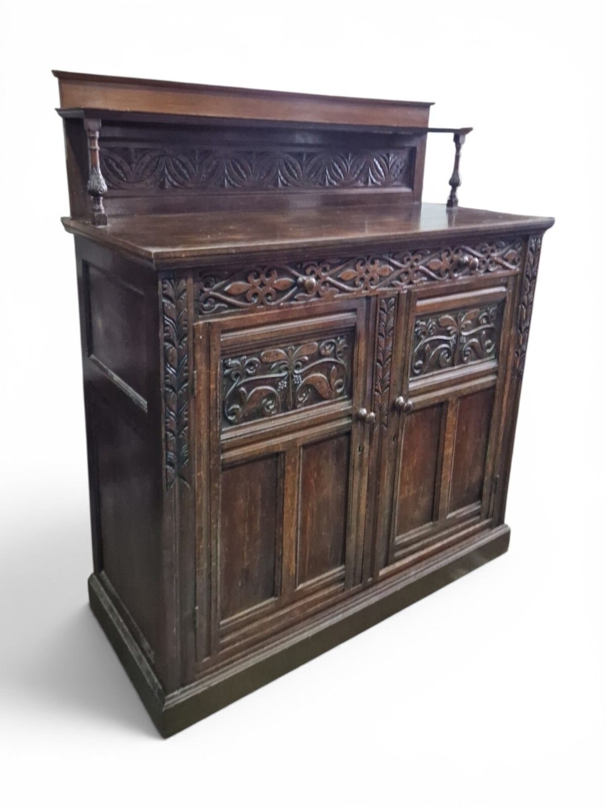 Antique Carved Oak Buffet Sideboard Cabinet Dresser Display Cupboard Storage photo 350.0