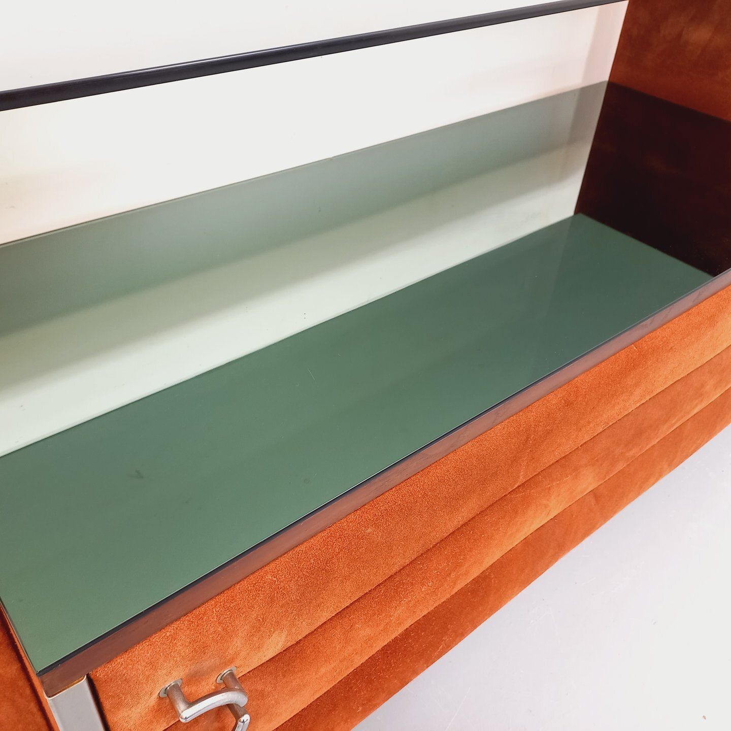 Space Age Kaptafel in Fluweel, Chroom en Gerookt Glas photo buy