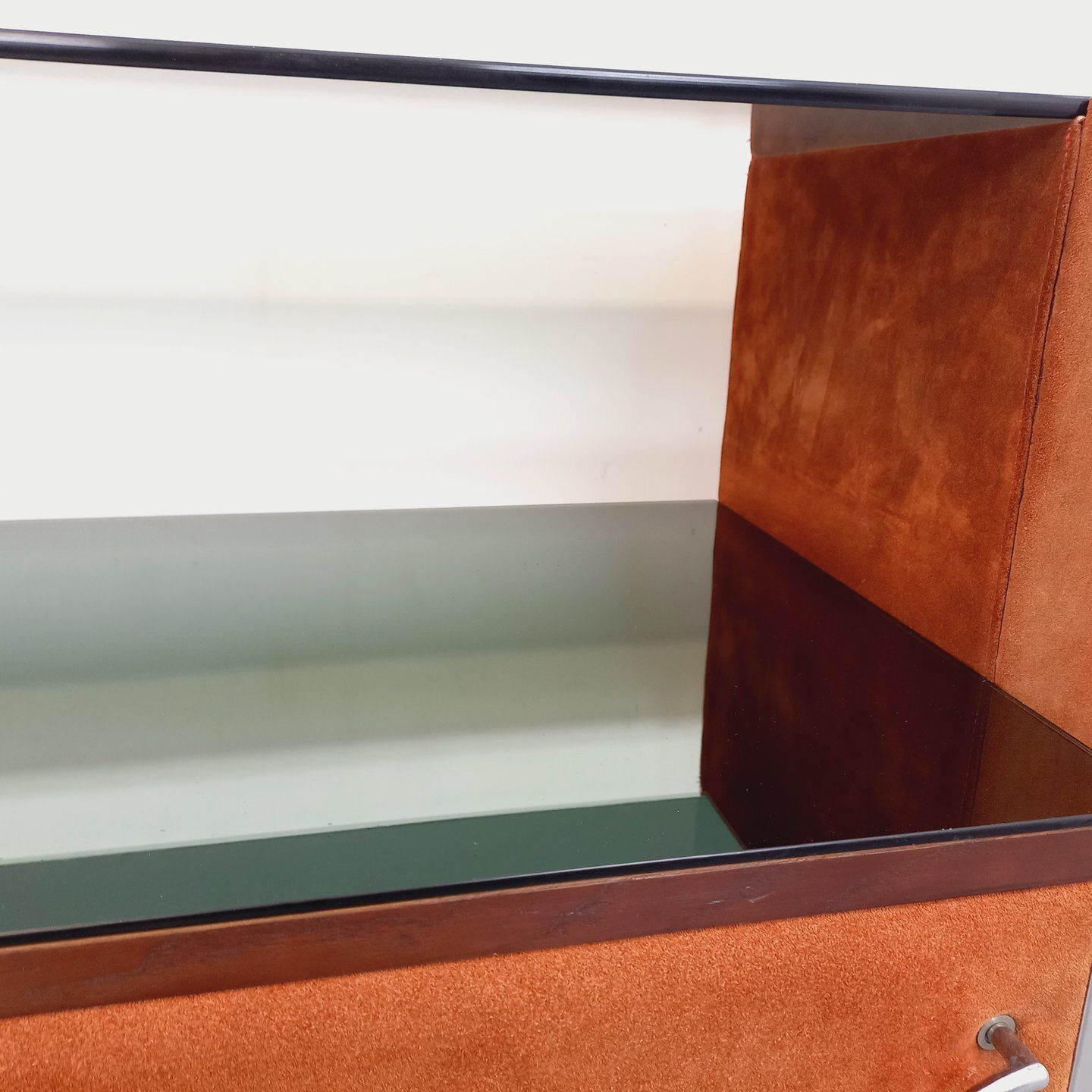 Meubels Space Age Kaptafel in Fluweel, Chroom en Gerookt Glas photo
