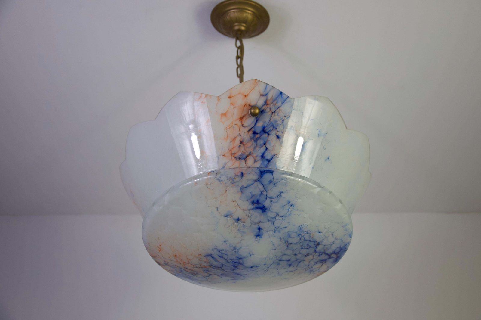 Art Deco Glass Pedant Lamp, 1930s, Germany photo vinterior