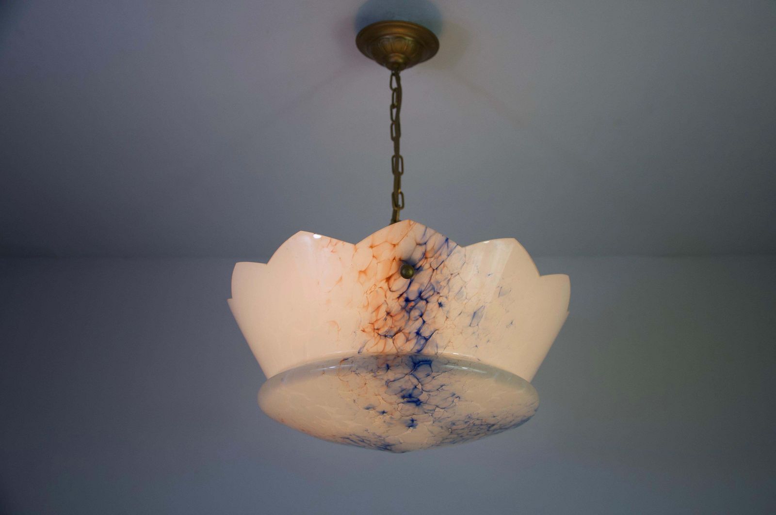 photo vinterior Art Deco Glass Pedant Lamp, 1930s, Germany
