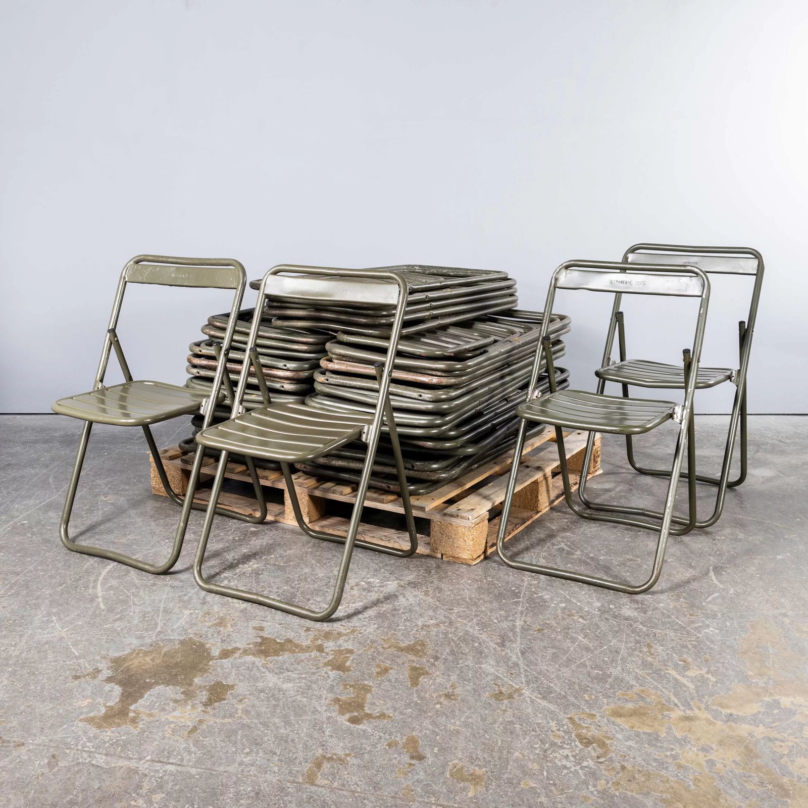1970’s New Old Stock Original French Army Surplus Folding Chairs photo Furniture